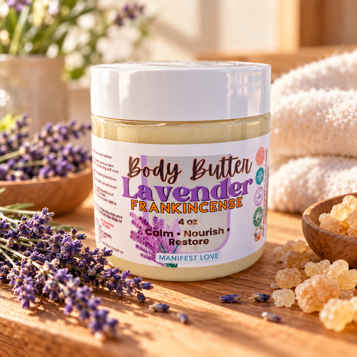 4oz Lavender & Frankincense Whipped Tallow Body Butter