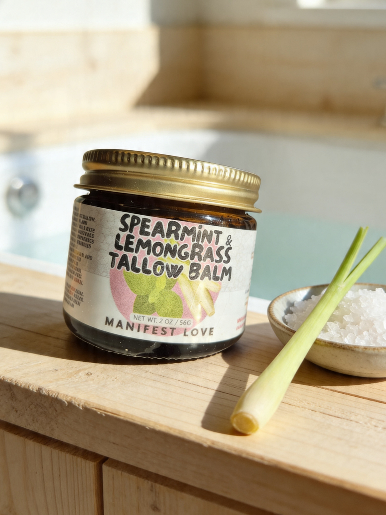 Spearmint & Lemongrass Shea Butter Tallow Balm – Refreshing Hydration &Skin Revitalization