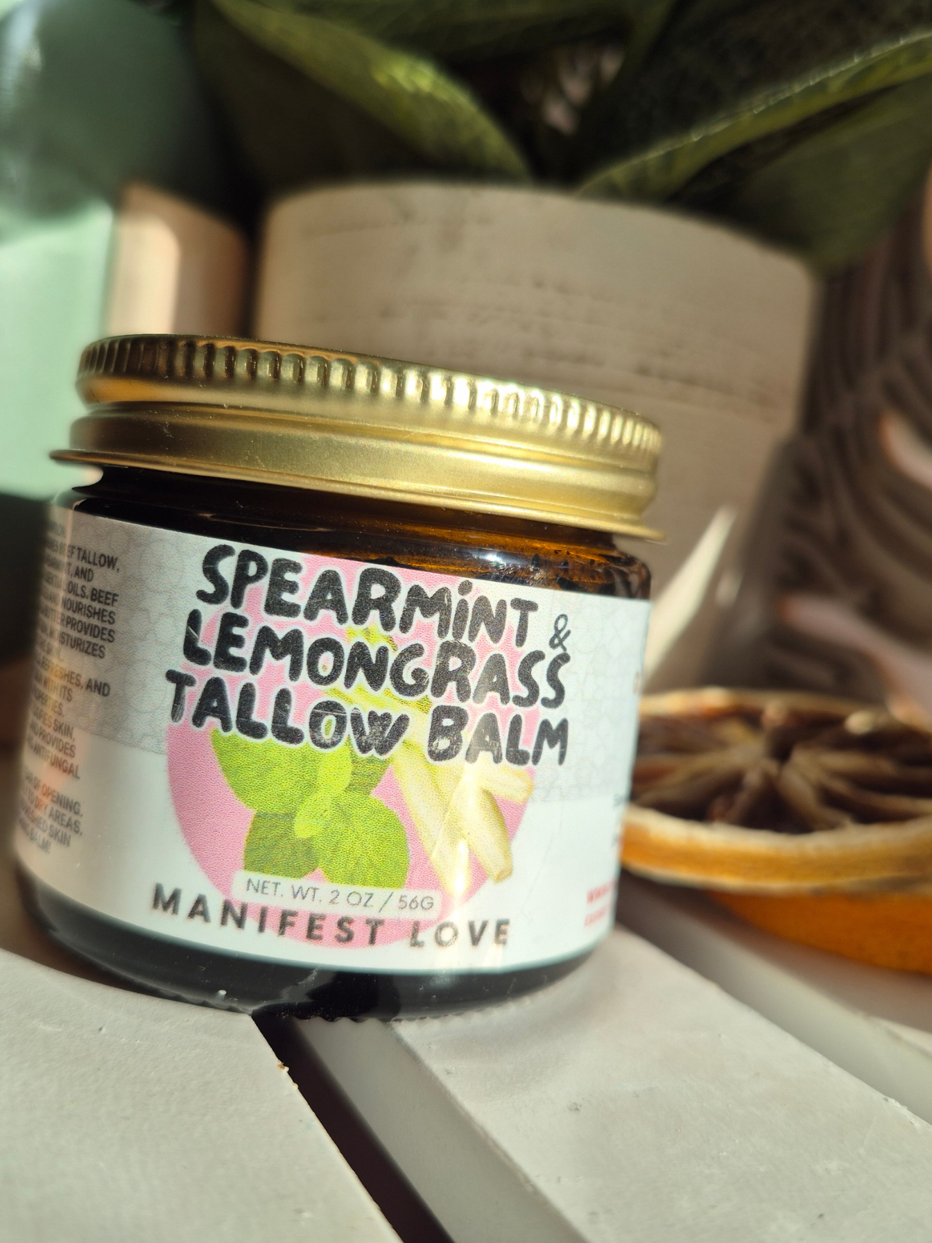 Spearmint & Lemongrass Shea Butter Tallow Balm – Refreshing Hydration &Skin Revitalization