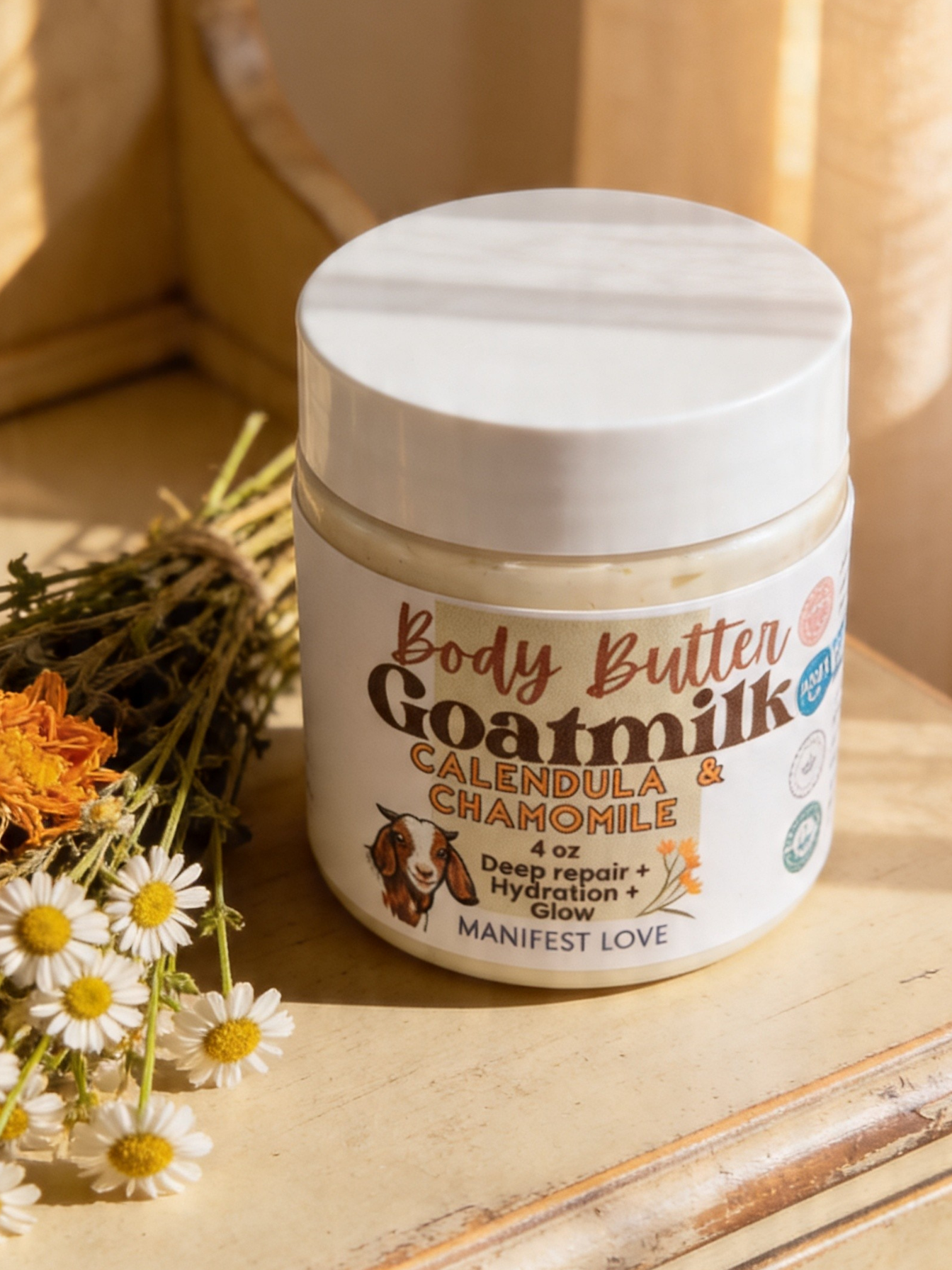 GOAT MILK, CALENDULA & CHAMOMILE TALLOW BODY BUTTER