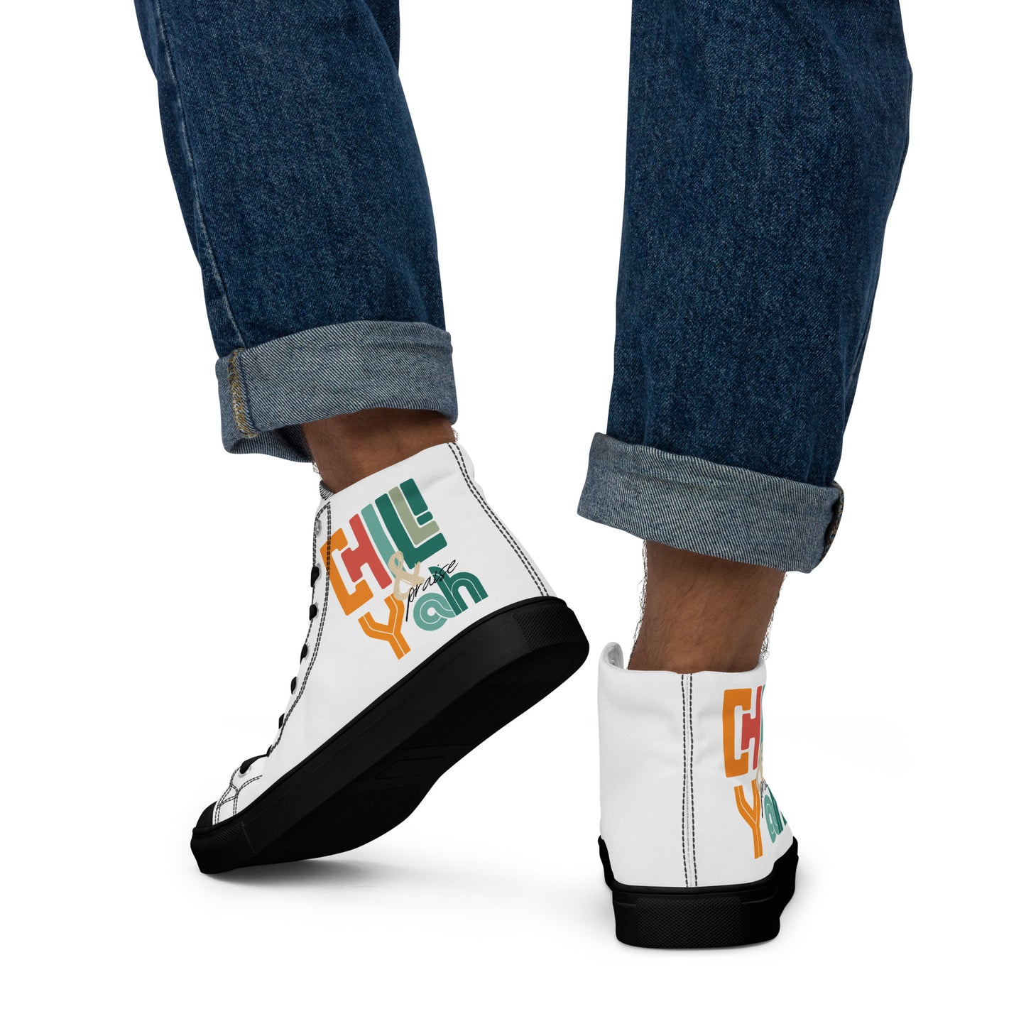 Chill and Praise Yah, Men’s high top canvas shoes