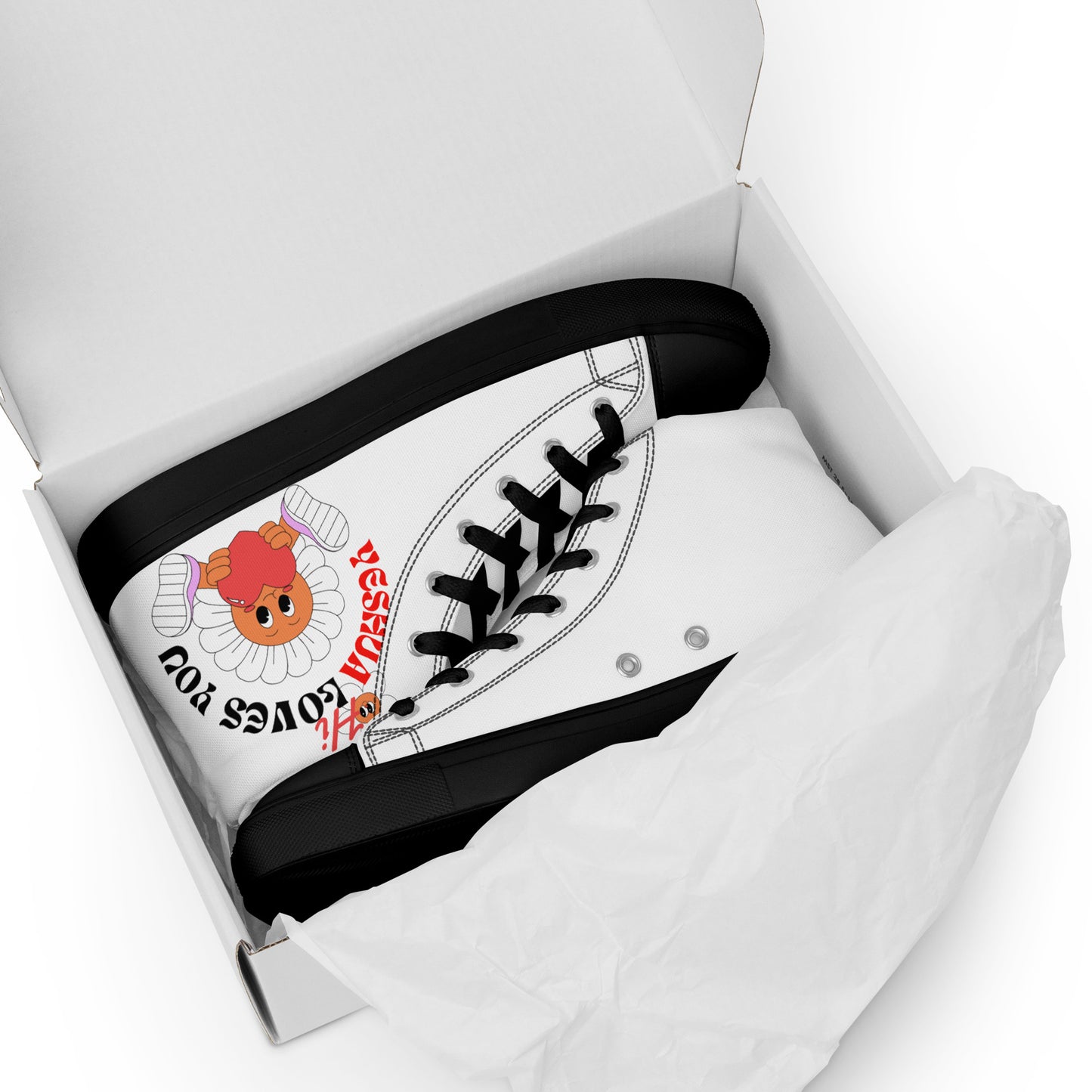 Yeshua Loves You, Men’s high top canvas shoes