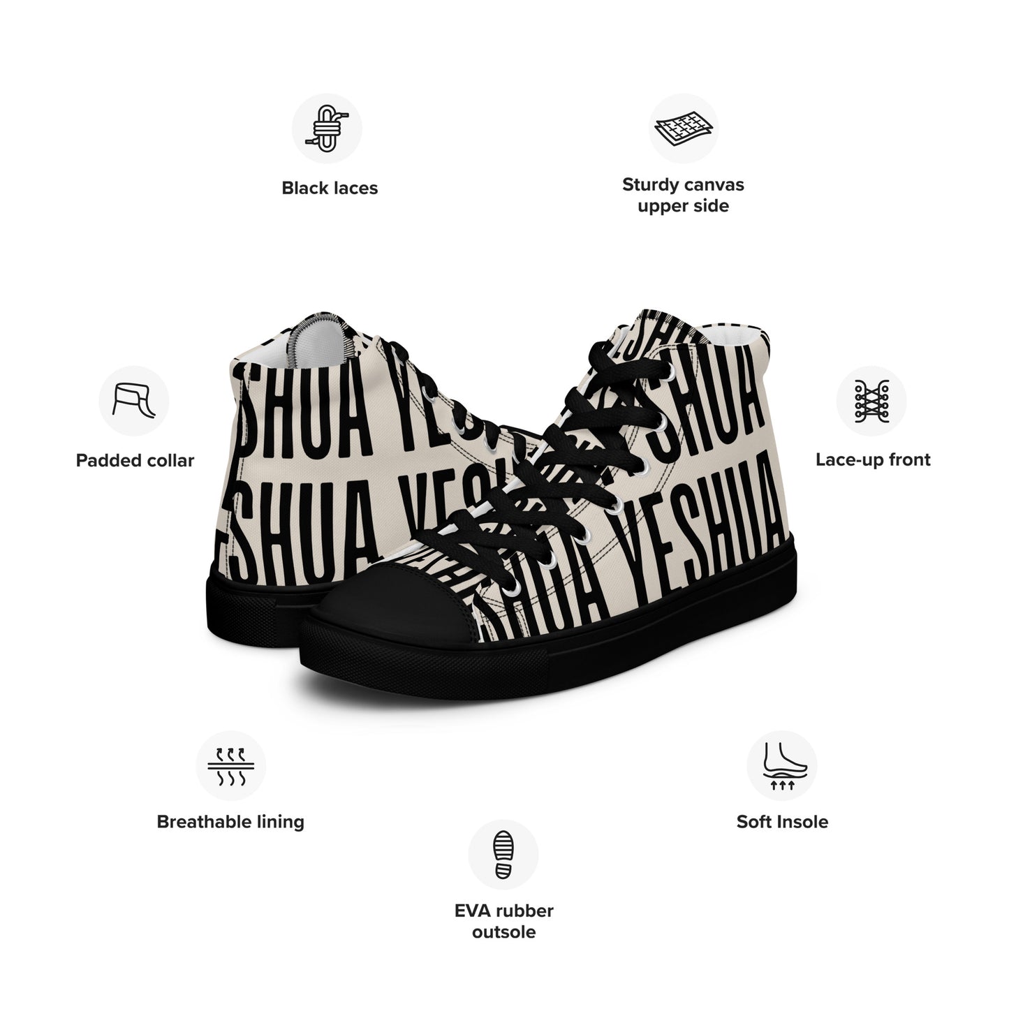 Yeshua – John 14:6, Men’s high top canvas shoes