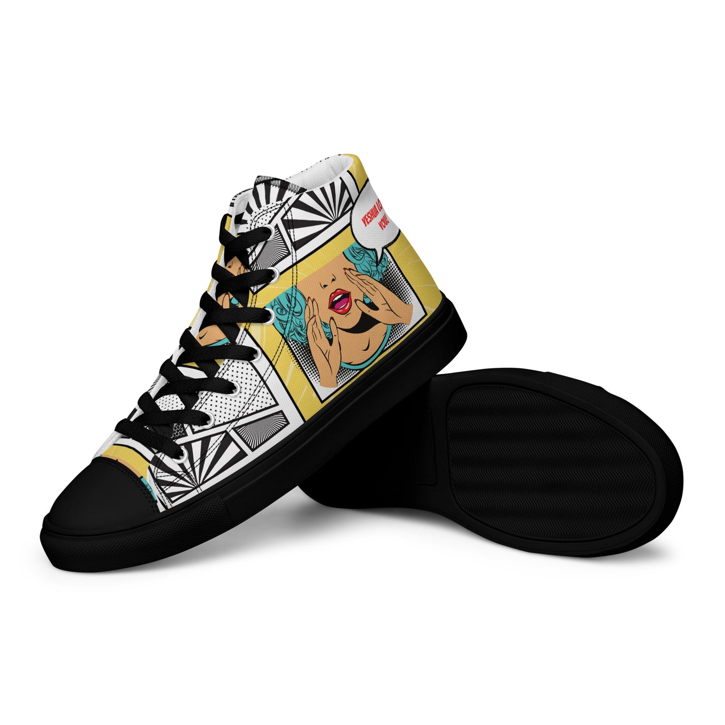 Yeshua Loves You – John 15:9, Men’s high top canvas shoes