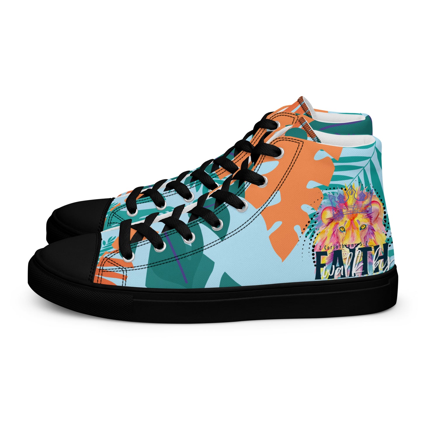 We Walk in the Light – 1 John 1:7, Men’s high top canvas shoes