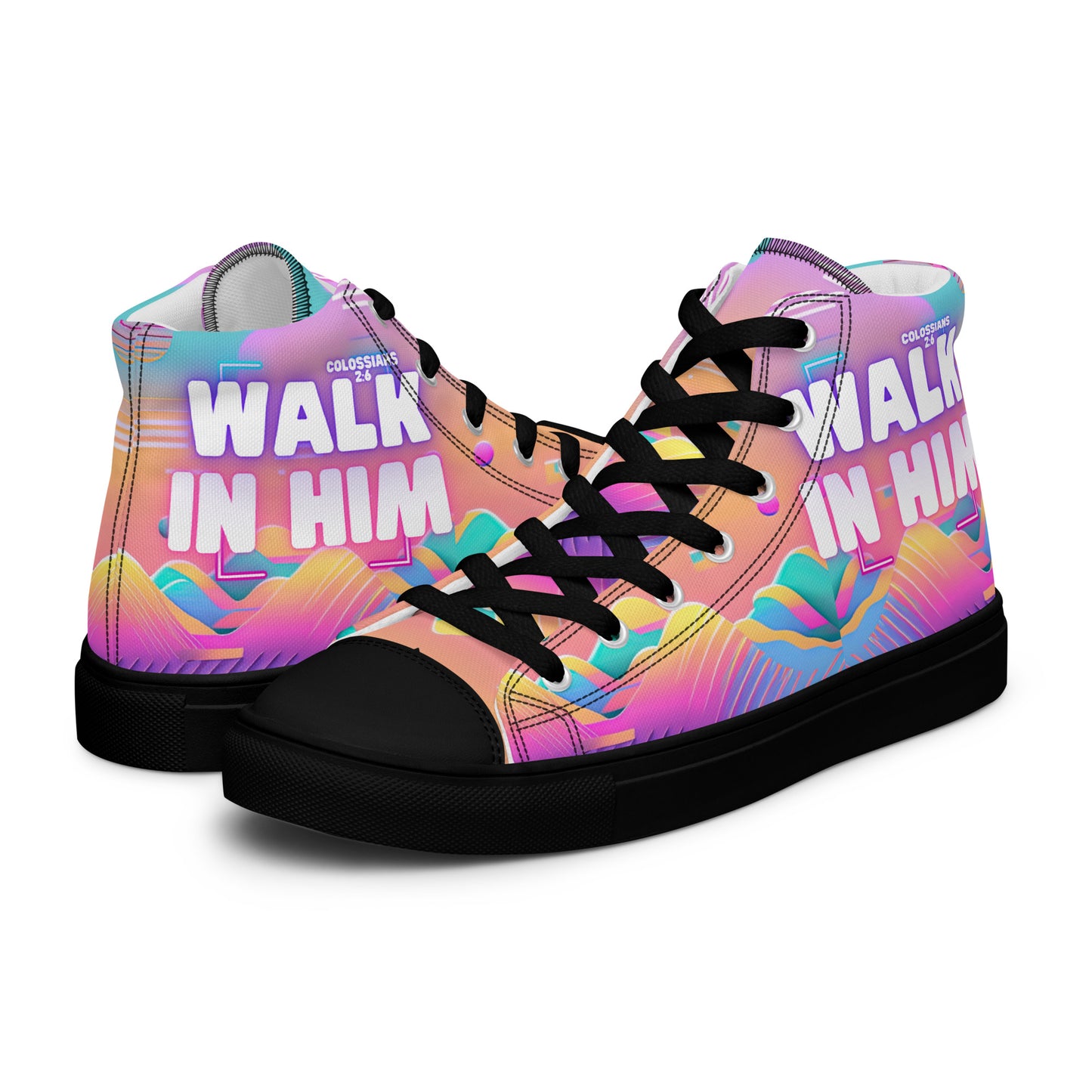 Walk in Him – Colossians 2:6, Men’s high top canvas shoes