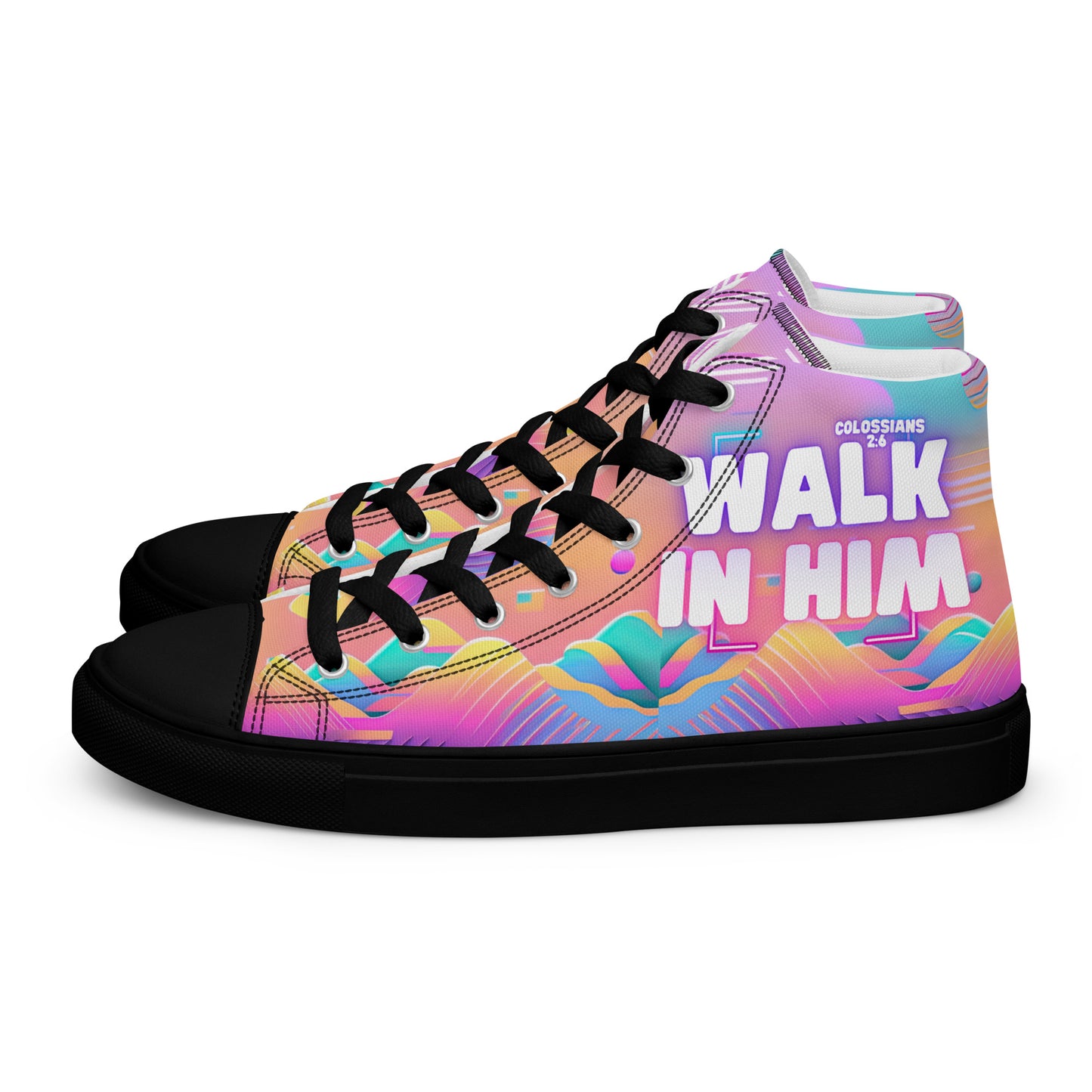 Walk in Him – Colossians 2:6, Men’s high top canvas shoes