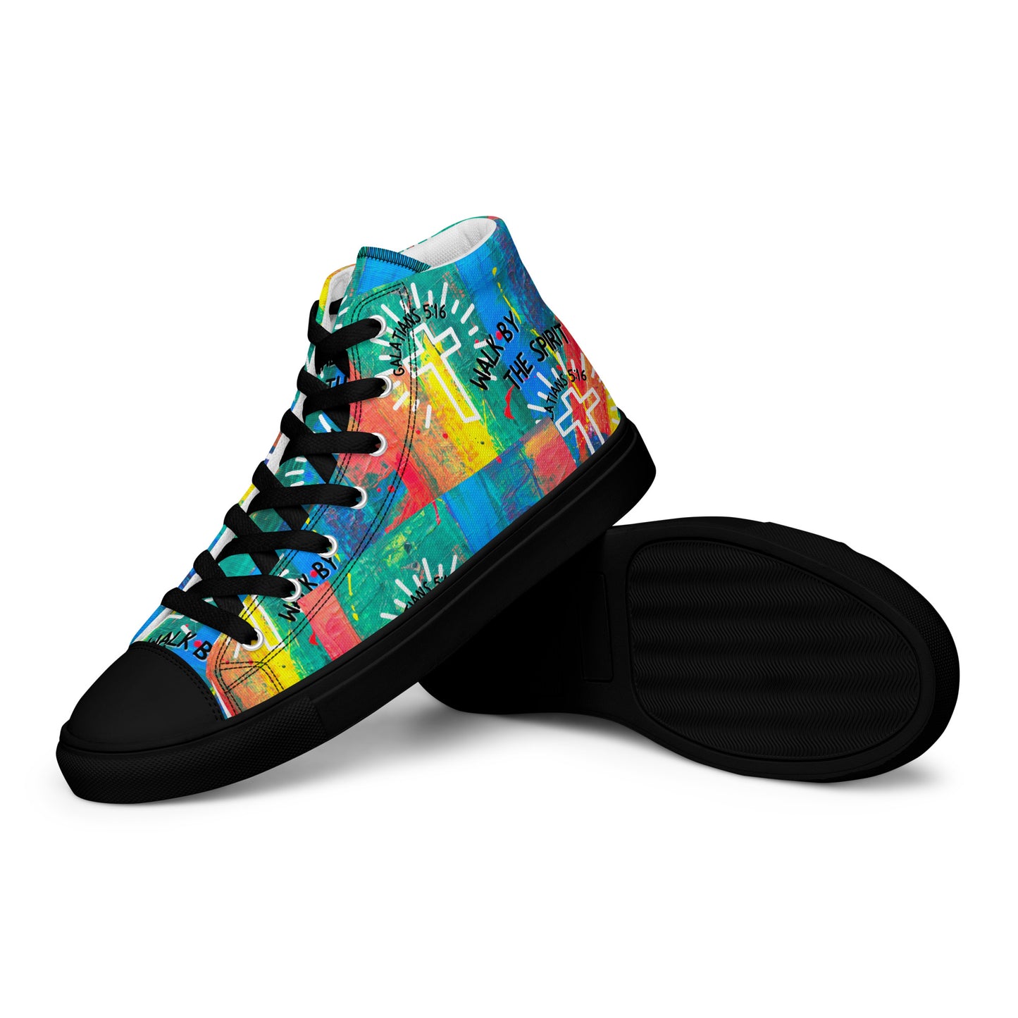 Walk by the Spirit – Galatians 5:16, Men’s high top canvas shoes