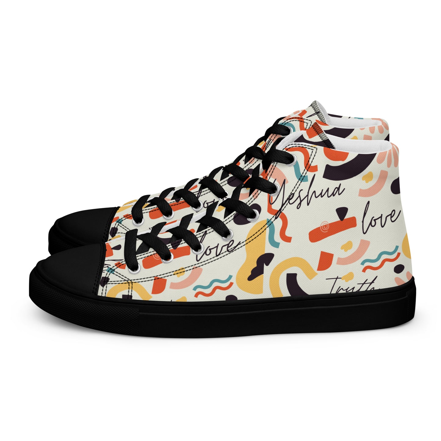 Yeshua, Love, Truth, Men’s high top canvas shoes