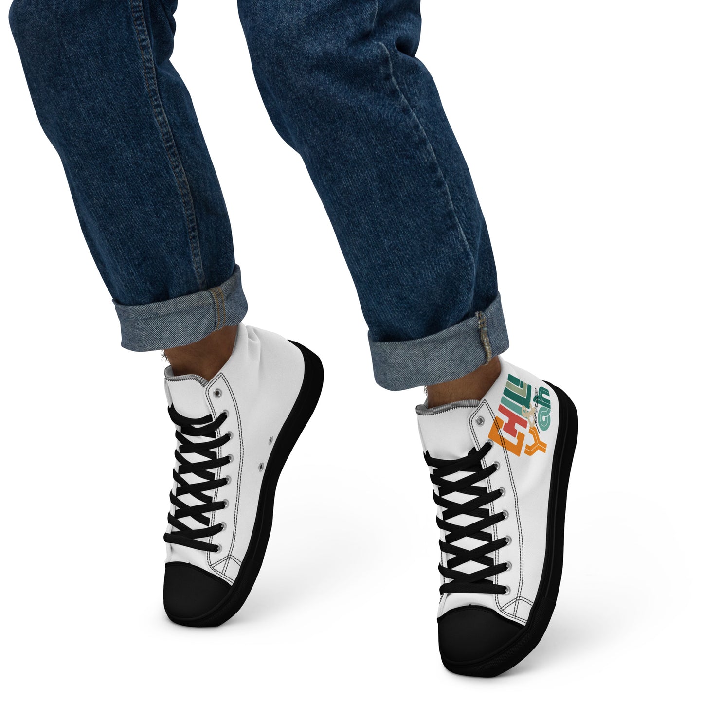 Chill and Praise Yah, Men’s high top canvas shoes