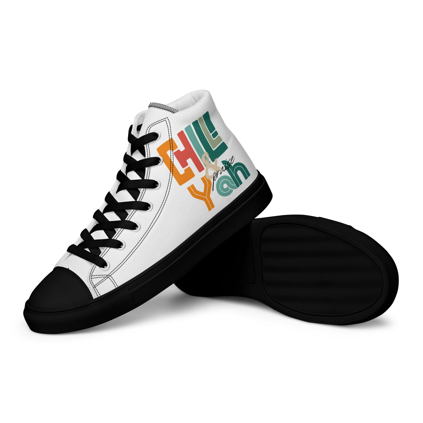 Chill and Praise Yah, Men’s high top canvas shoes