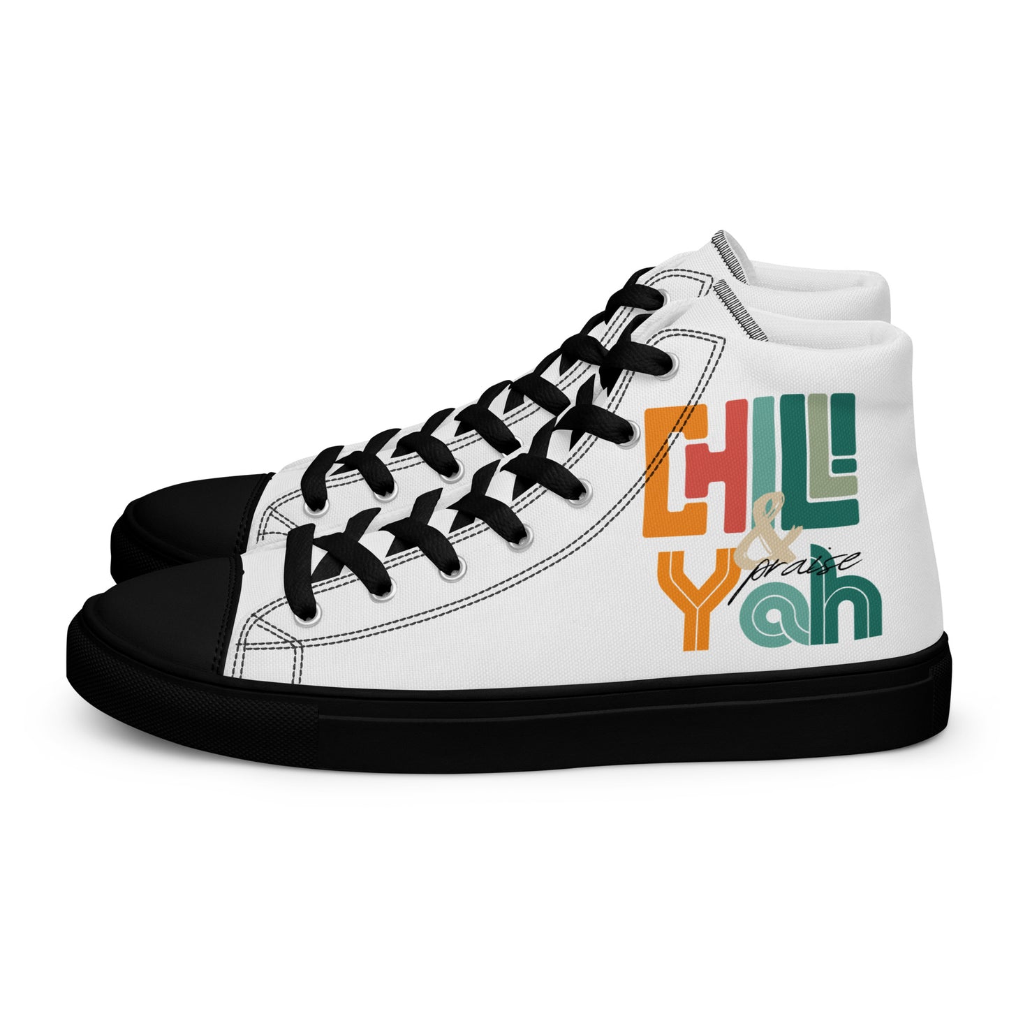 Chill and Praise Yah, Men’s high top canvas shoes