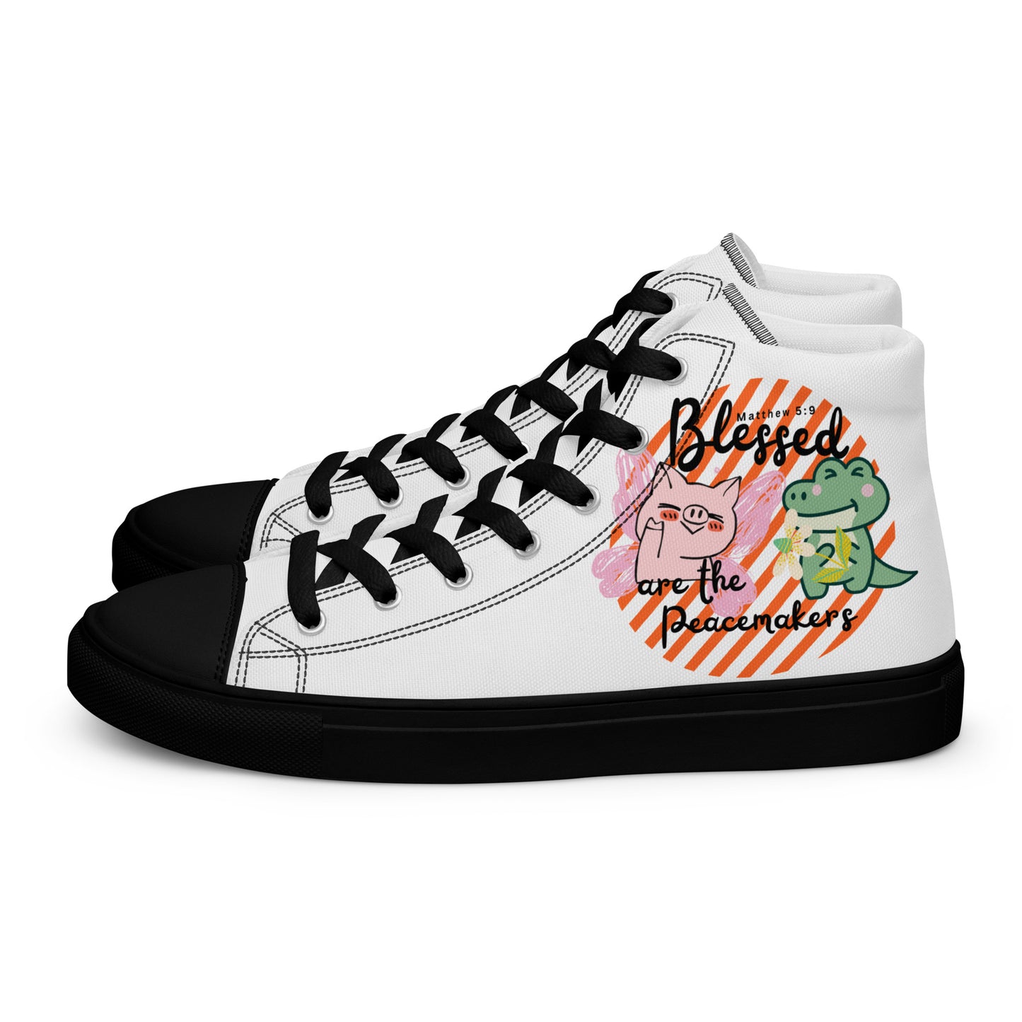 Blessed Are the Peacemakers , Men’s high top canvas shoes