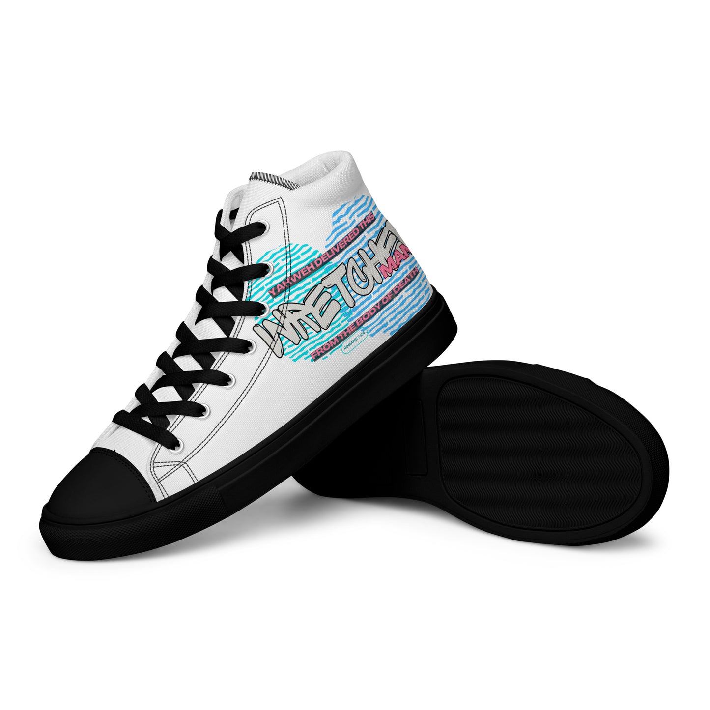 Yahweh Deliver This Wretched Man from the Body of Death – Romans 7:24, Men’s high top canvas shoes