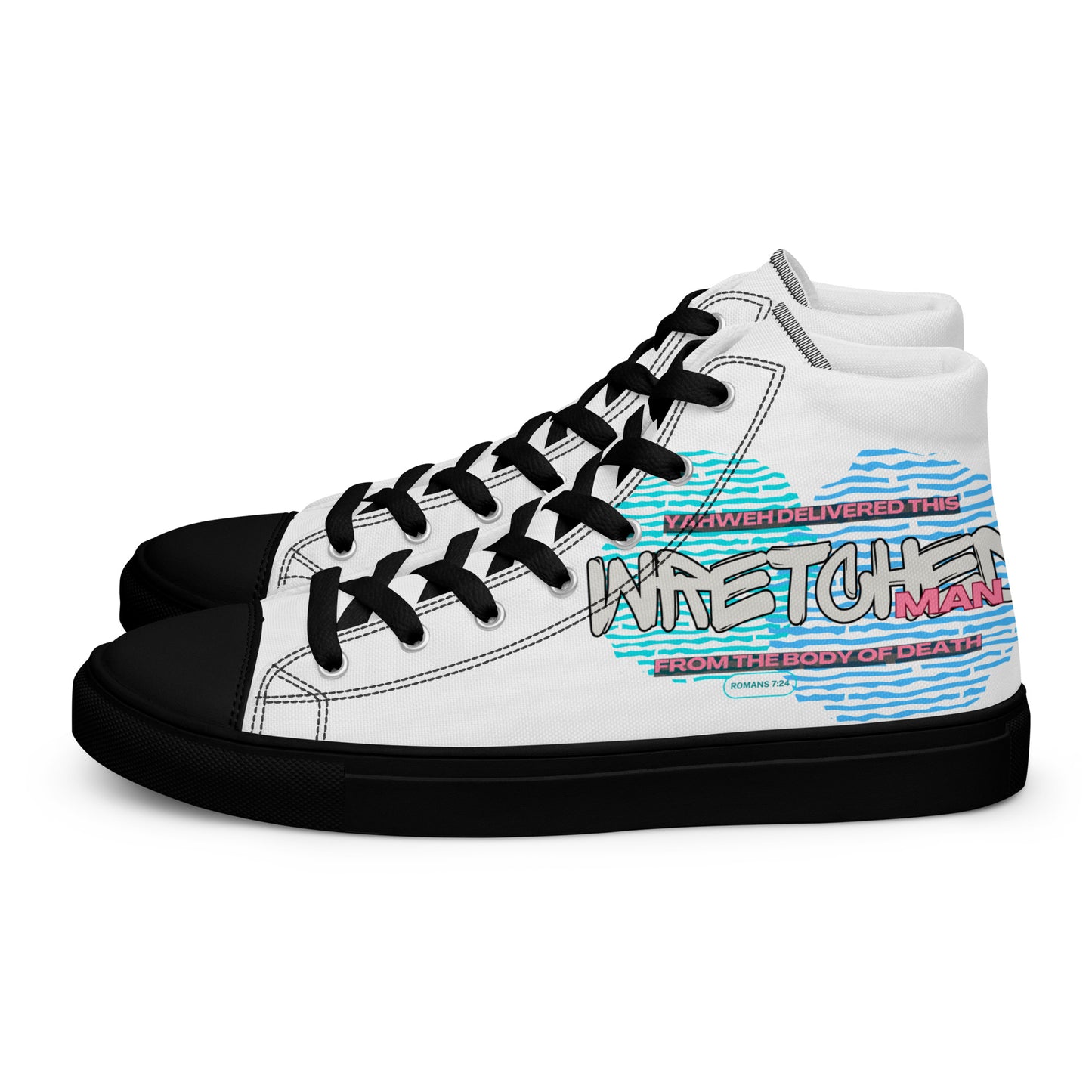 Yahweh Deliver This Wretched Man from the Body of Death – Romans 7:24, Men’s high top canvas shoes