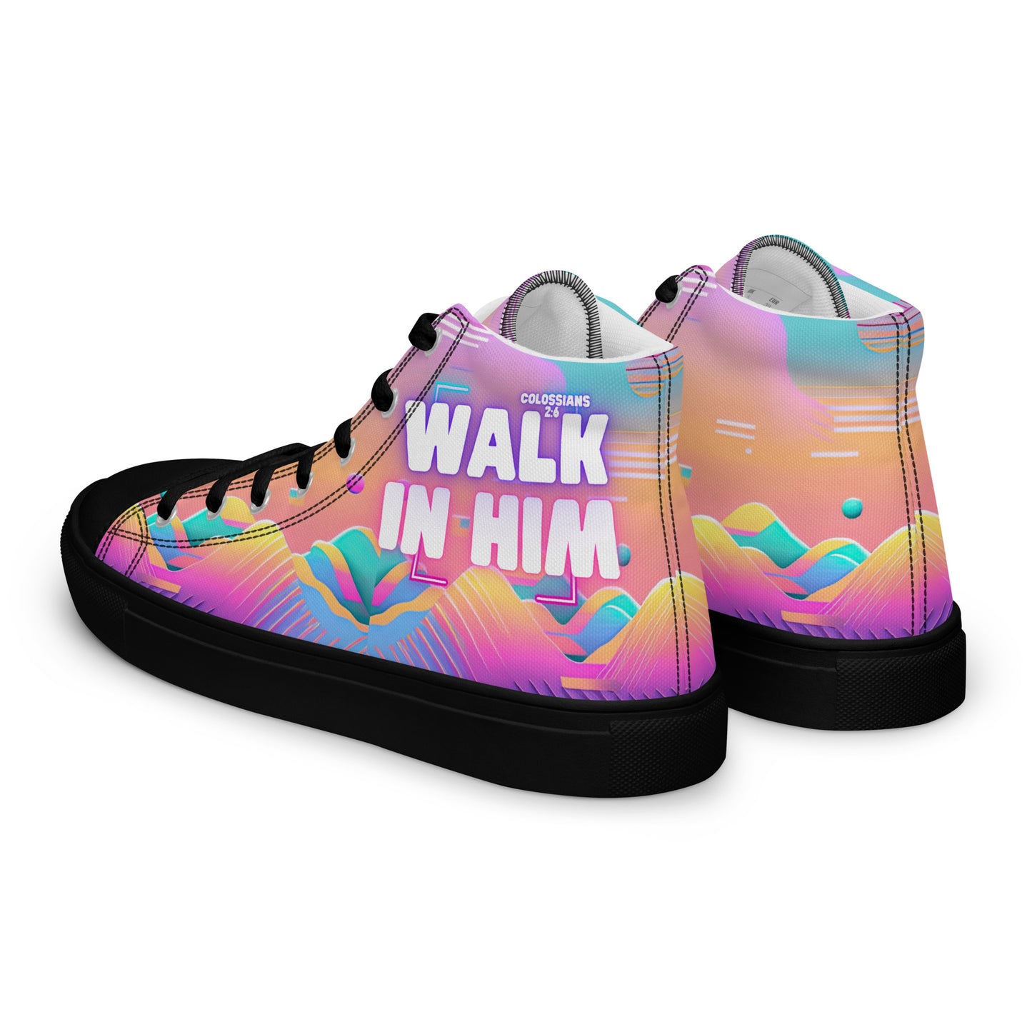 Walk in Him – Colossians 2:6, Men’s high top canvas shoes