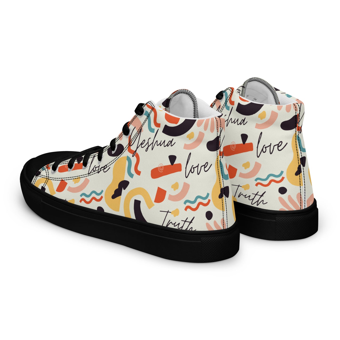 Yeshua, Love, Truth, Men’s high top canvas shoes