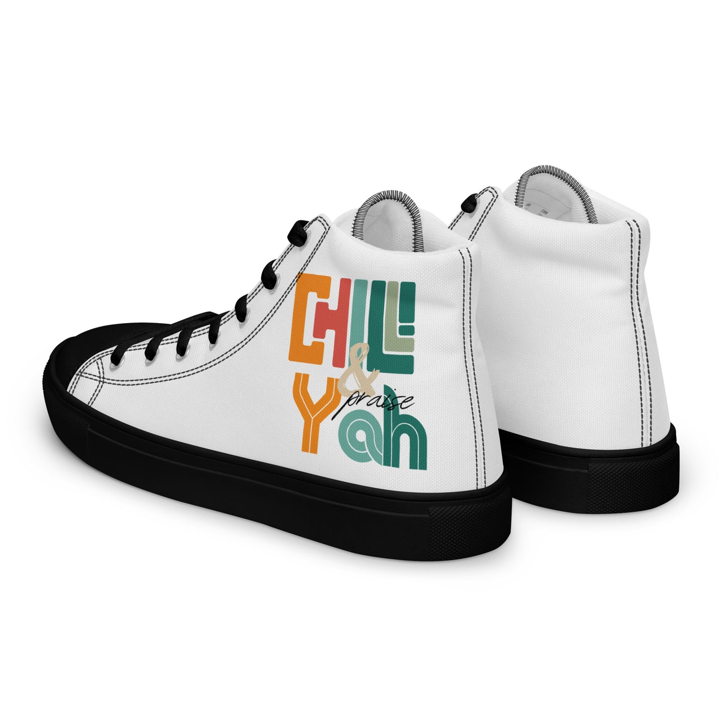 Chill and Praise Yah, Men’s high top canvas shoes