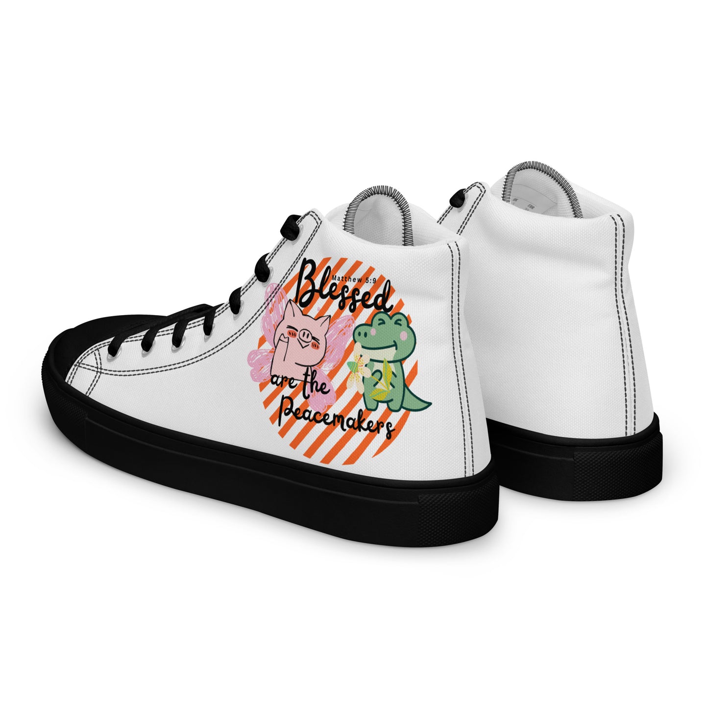 Blessed Are the Peacemakers , Men’s high top canvas shoes