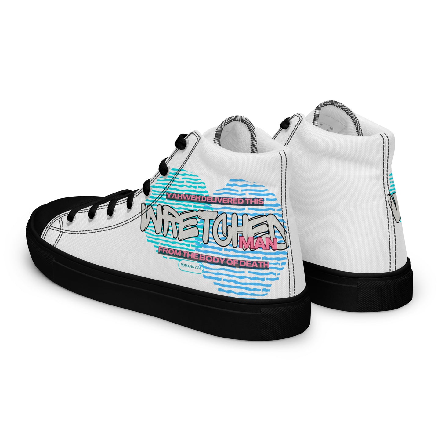 Yahweh Deliver This Wretched Man from the Body of Death – Romans 7:24, Men’s high top canvas shoes