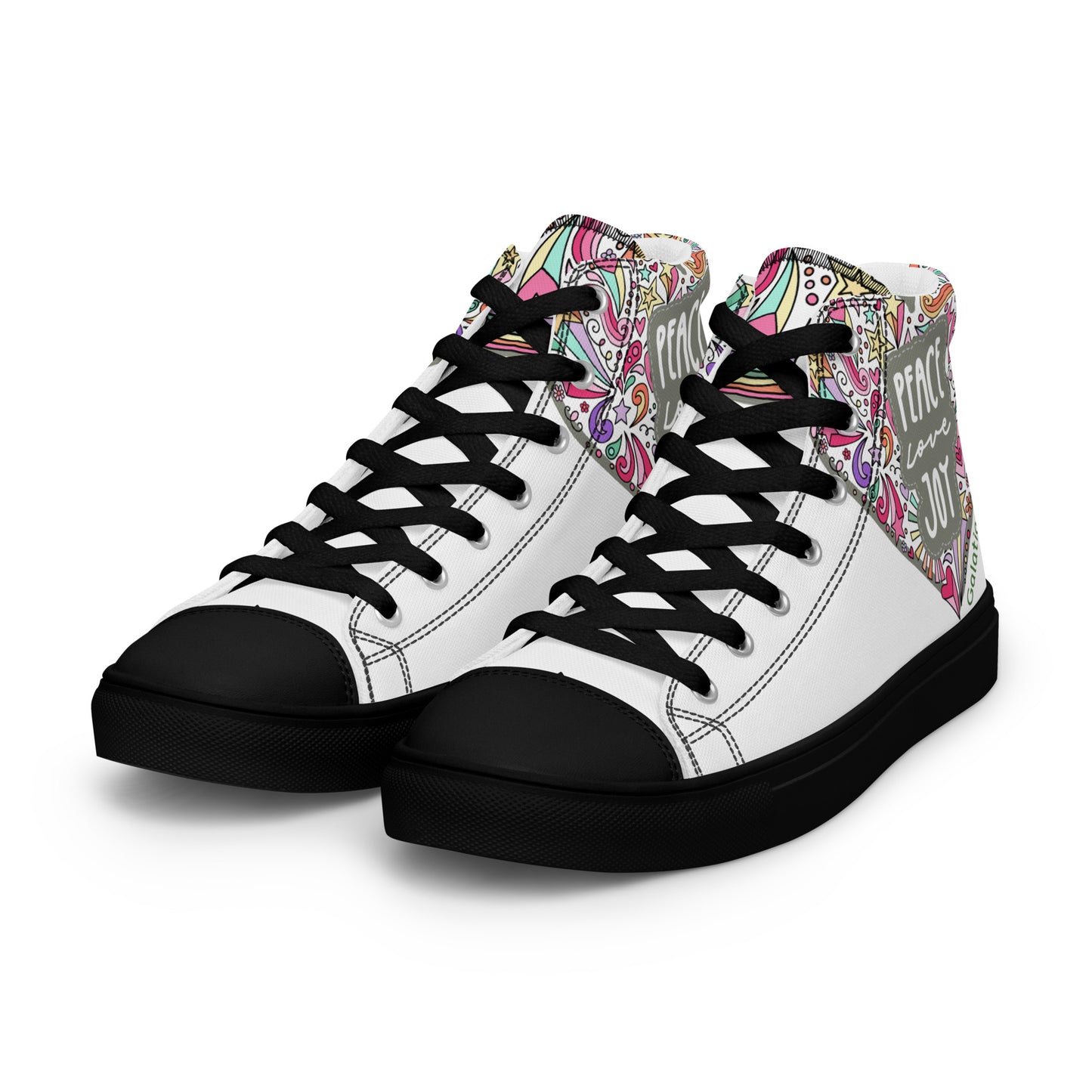 Peace, Love, Joy, Men’s high top canvas shoes