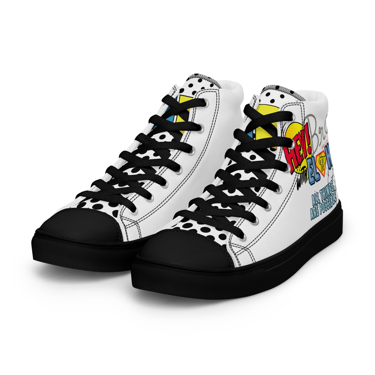 Hey Bro, With Elohim, All Things Are Possible, Men’s high top canvas shoes