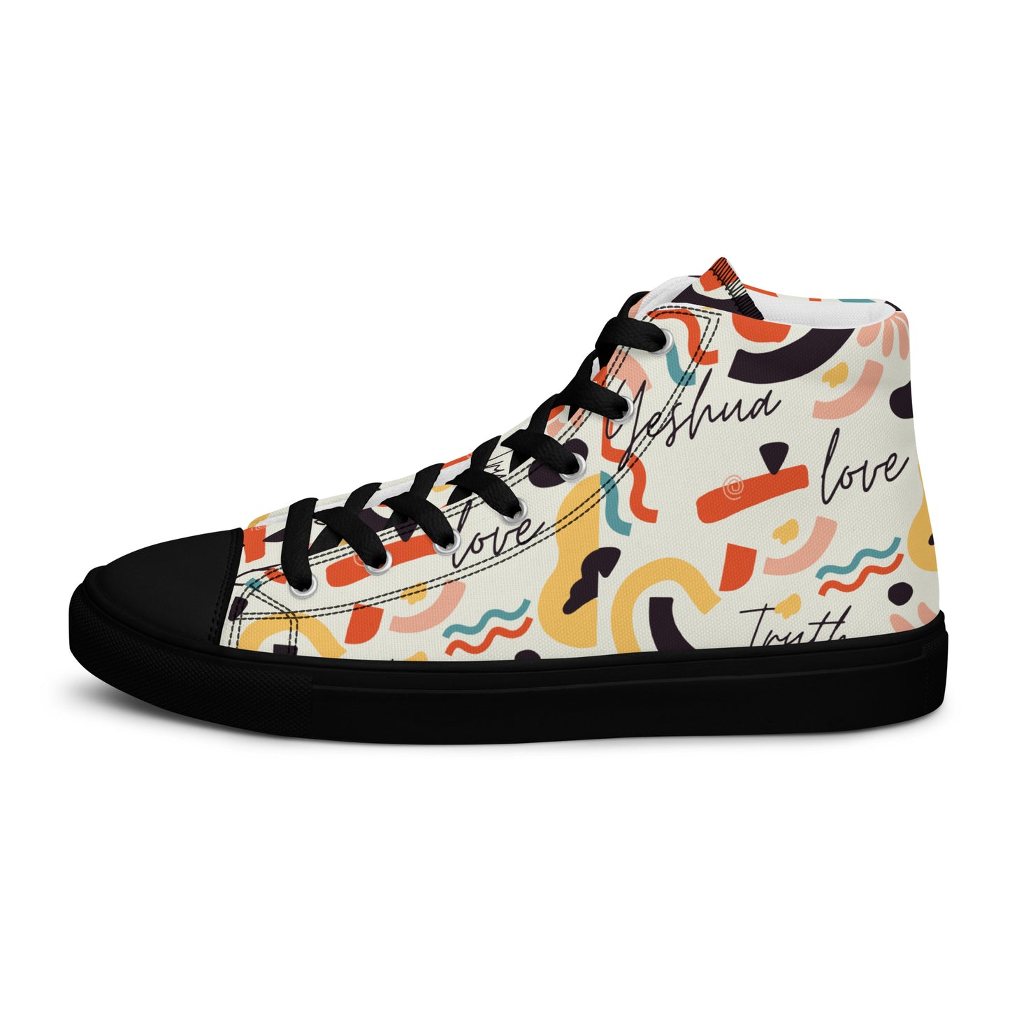 Yeshua, Love, Truth, Men’s high top canvas shoes