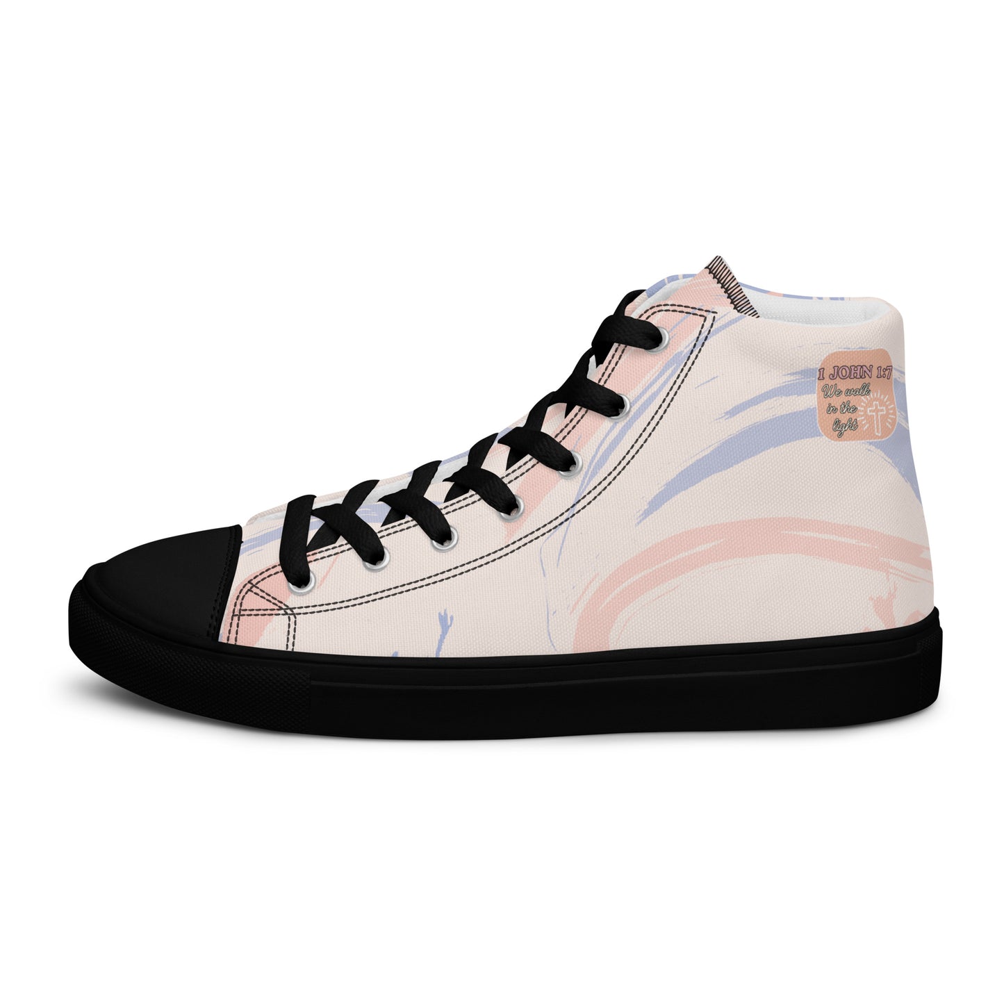 We Walk in the Light – 1 John 1:7, Men’s high top canvas shoes