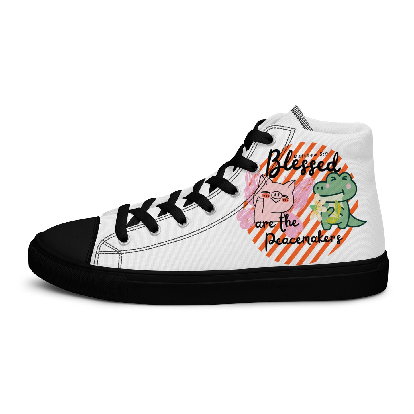 Blessed Are the Peacemakers , Men’s high top canvas shoes