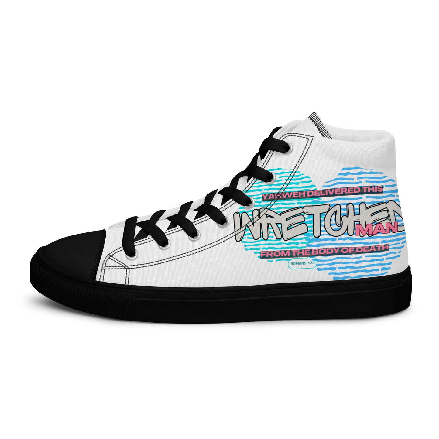 Yahweh Deliver This Wretched Man from the Body of Death – Romans 7:24, Men’s high top canvas shoes