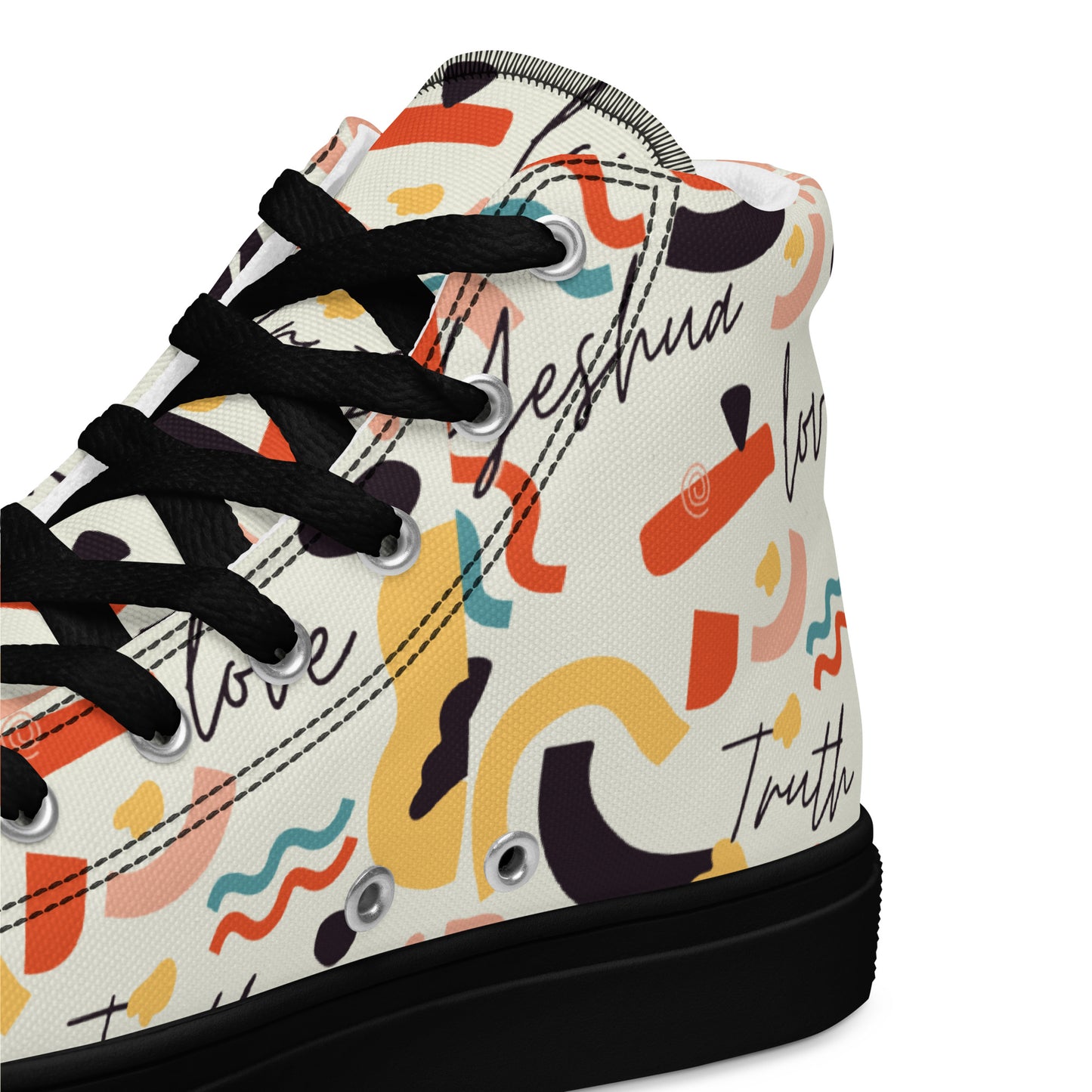 Yeshua, Love, Truth, Men’s high top canvas shoes