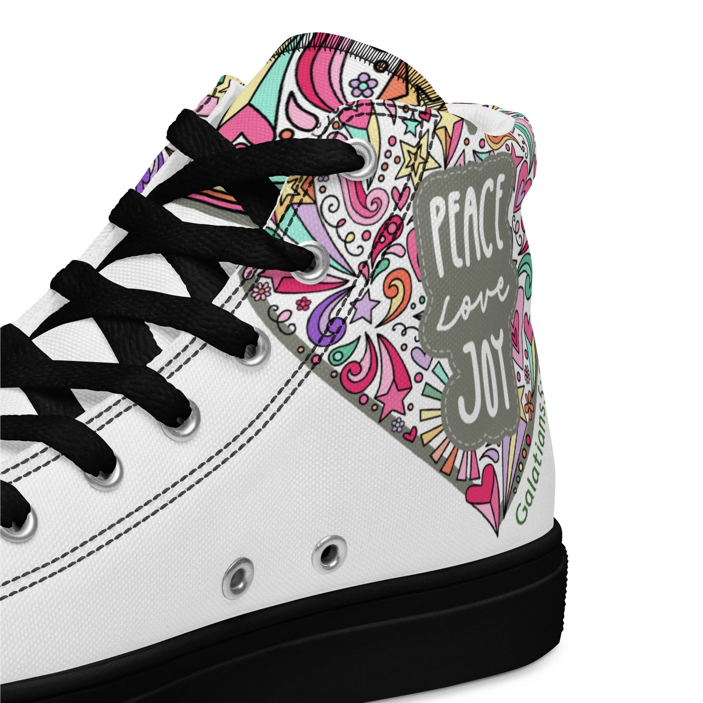 Peace, Love, Joy, Men’s high top canvas shoes