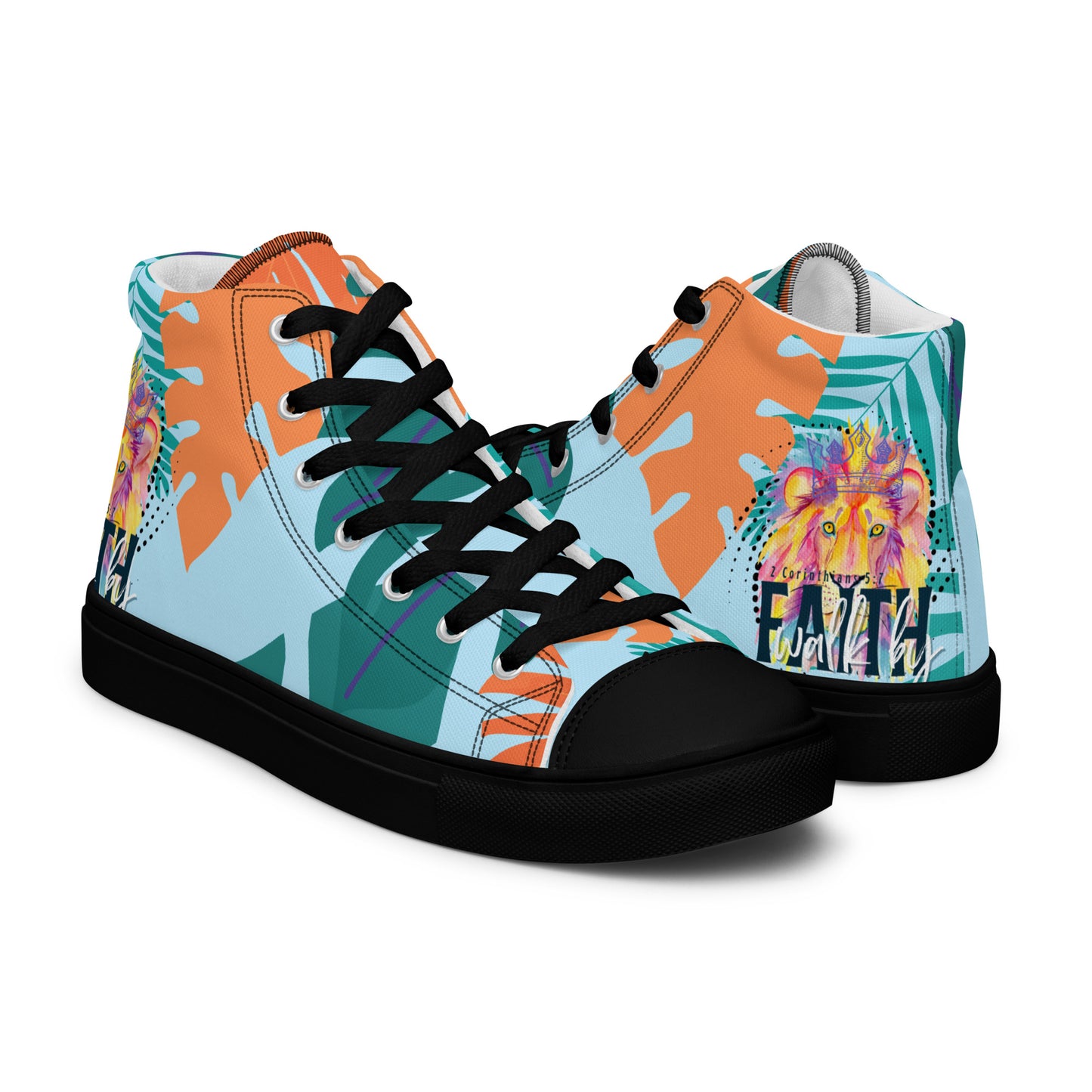 We Walk in the Light – 1 John 1:7, Men’s high top canvas shoes