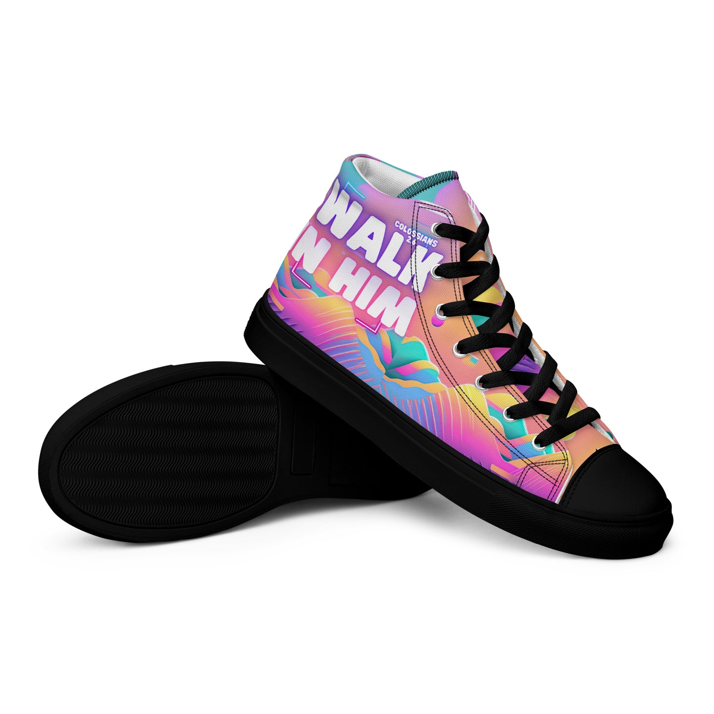 Walk in Him – Colossians 2:6, Men’s high top canvas shoes