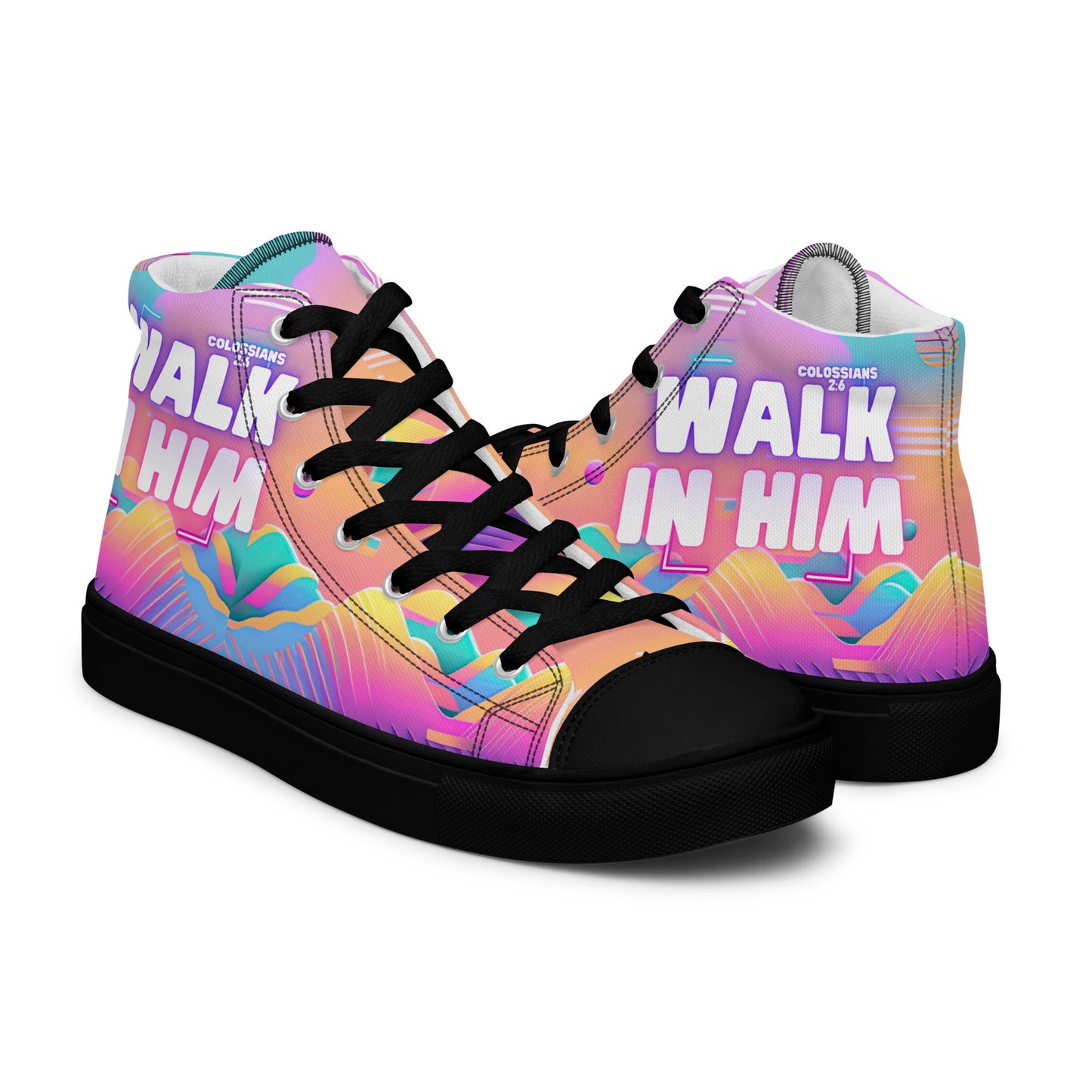 Walk in Him – Colossians 2:6, Men’s high top canvas shoes