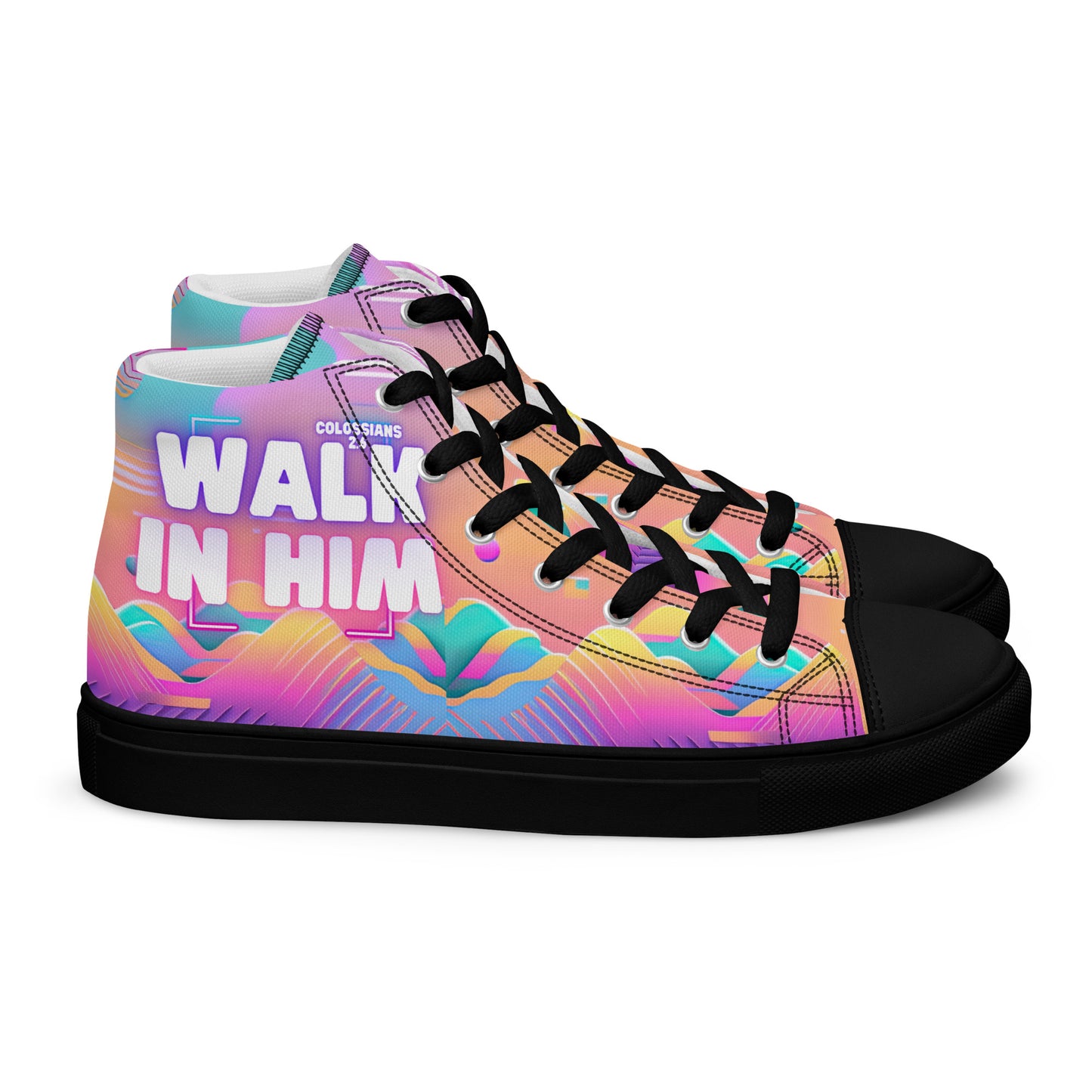 Walk in Him – Colossians 2:6, Men’s high top canvas shoes