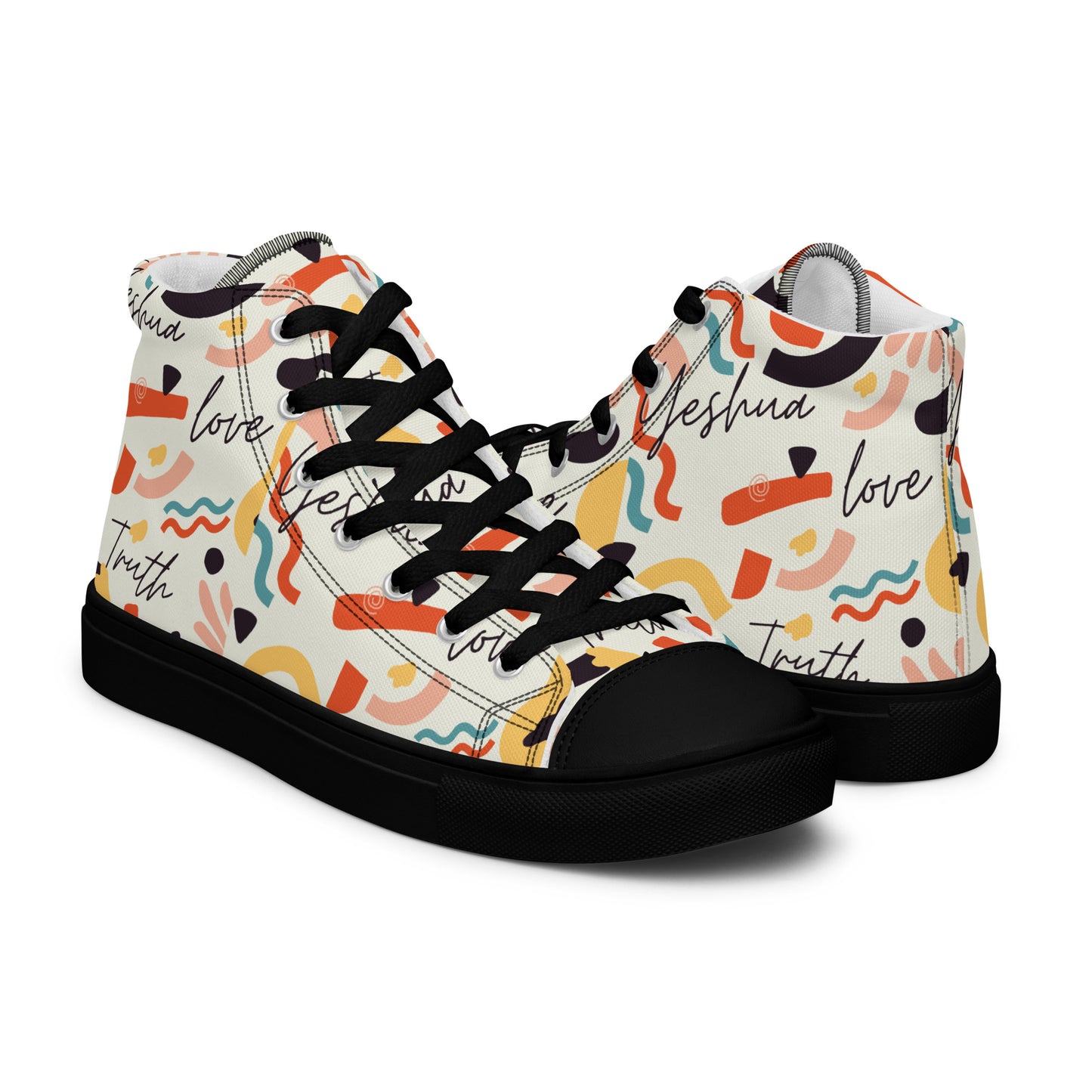 Yeshua, Love, Truth, Men’s high top canvas shoes