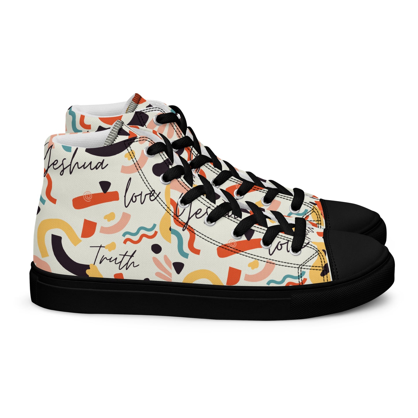 Yeshua, Love, Truth, Men’s high top canvas shoes