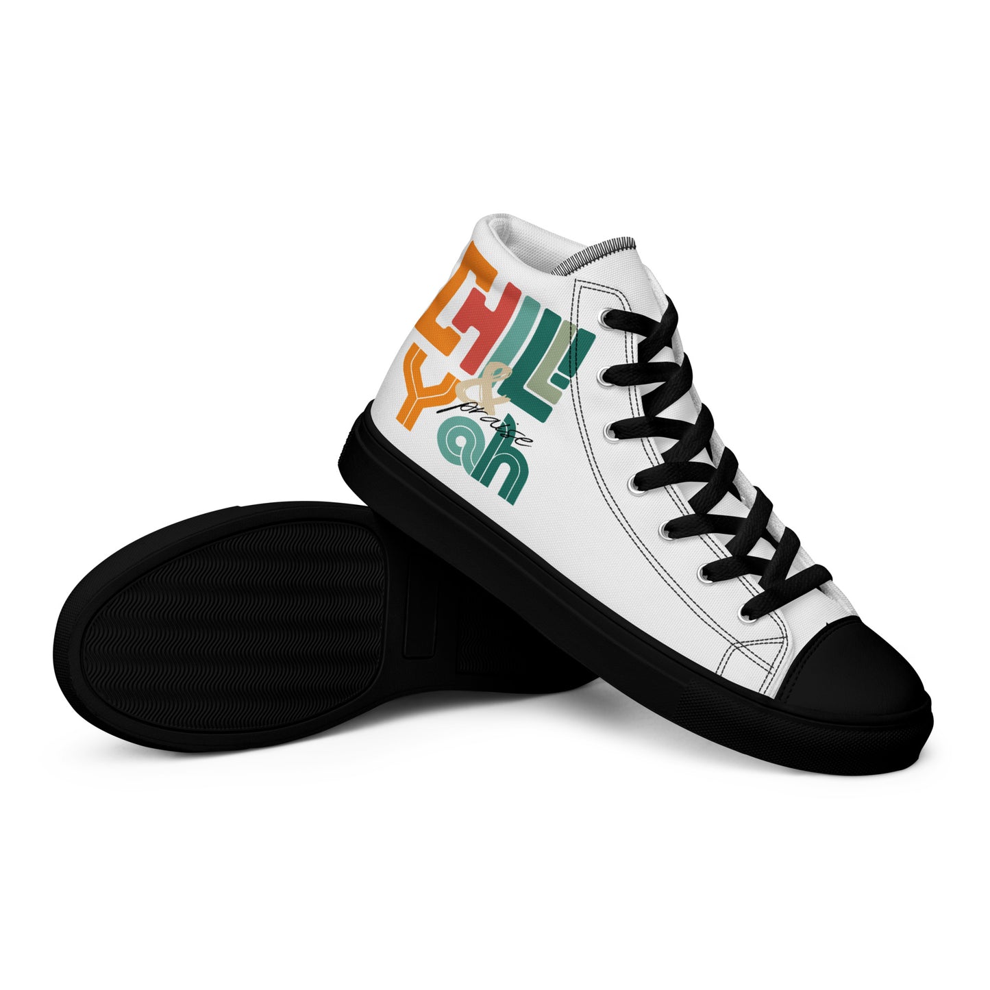 Chill and Praise Yah, Men’s high top canvas shoes