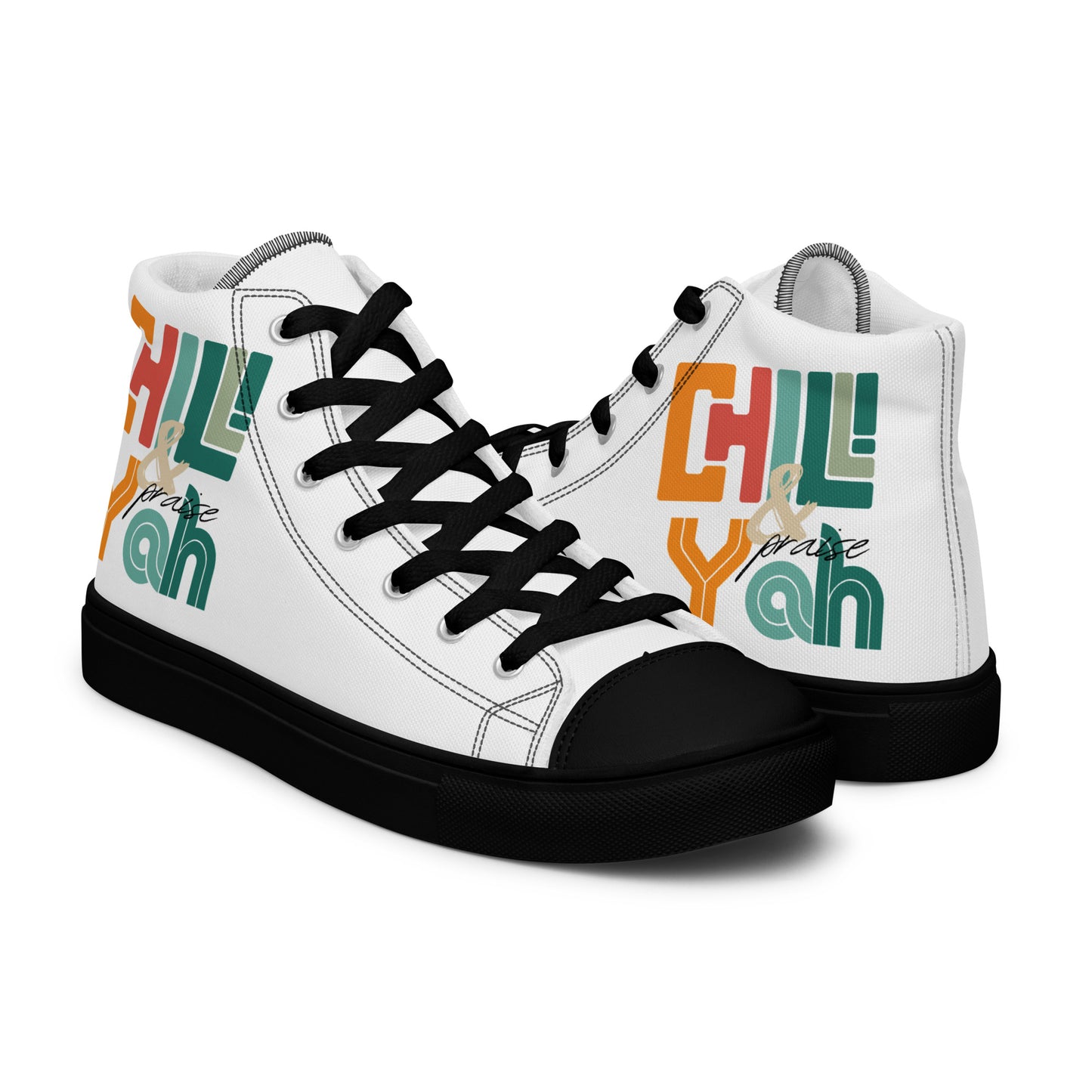 Chill and Praise Yah, Men’s high top canvas shoes