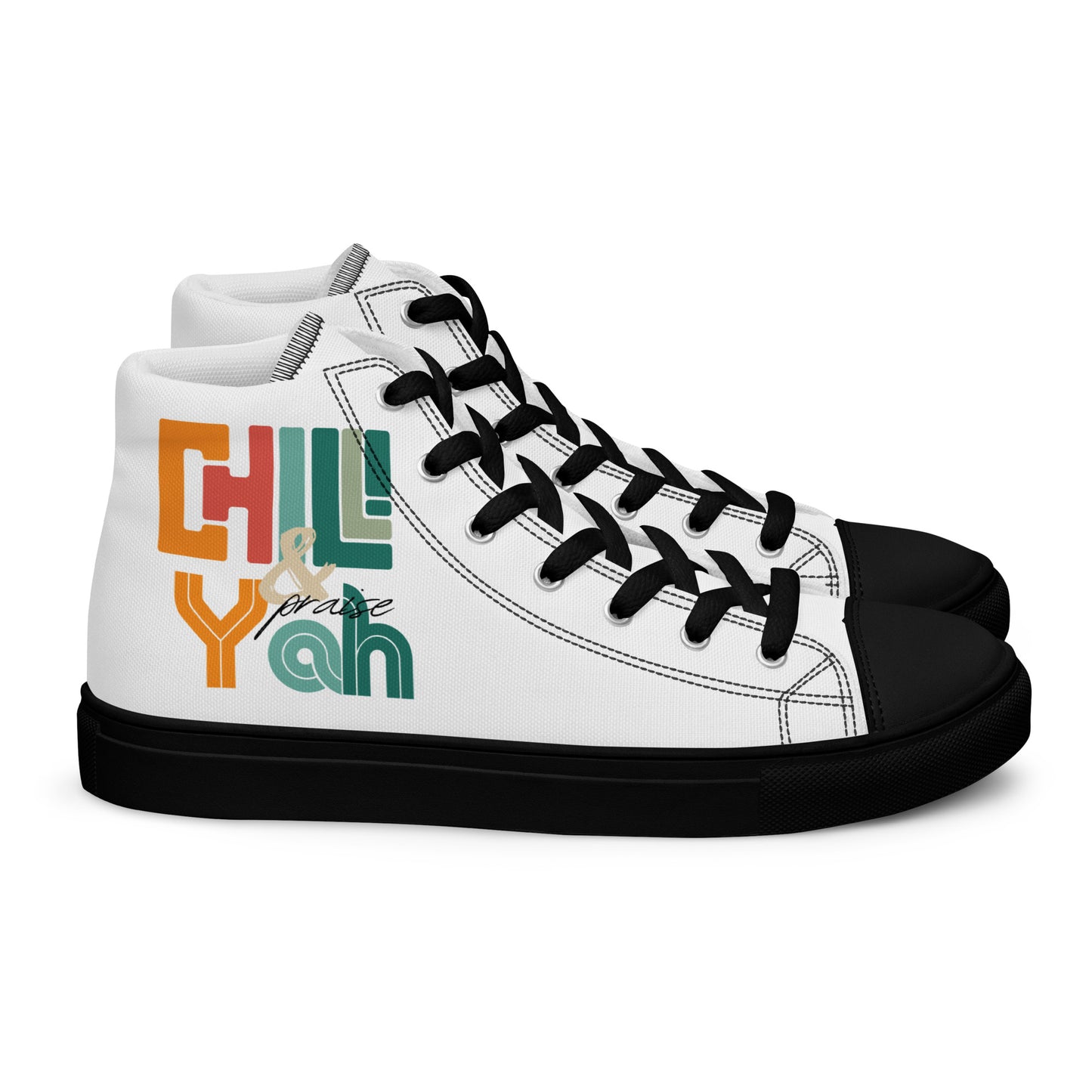 Chill and Praise Yah, Men’s high top canvas shoes