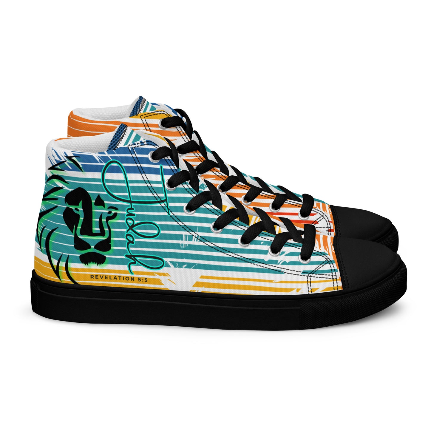 Lion of Judah – Revelations 5:5, Men’s high top canvas shoes