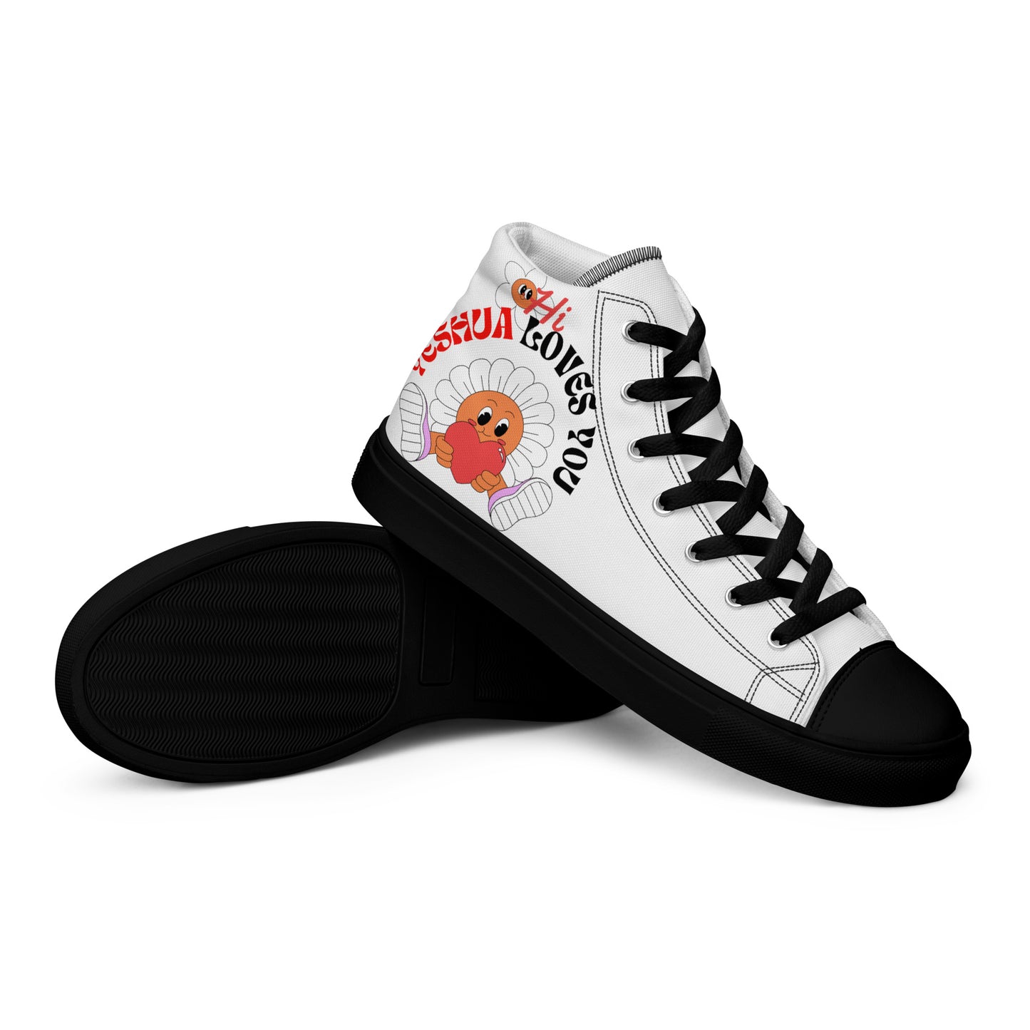 Yeshua Loves You, Men’s high top canvas shoes