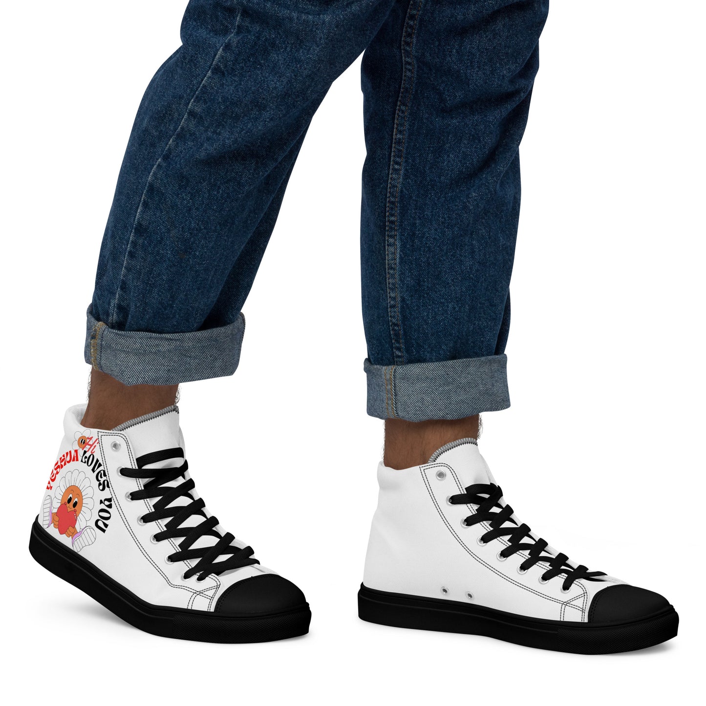 Yeshua Loves You, Men’s high top canvas shoes