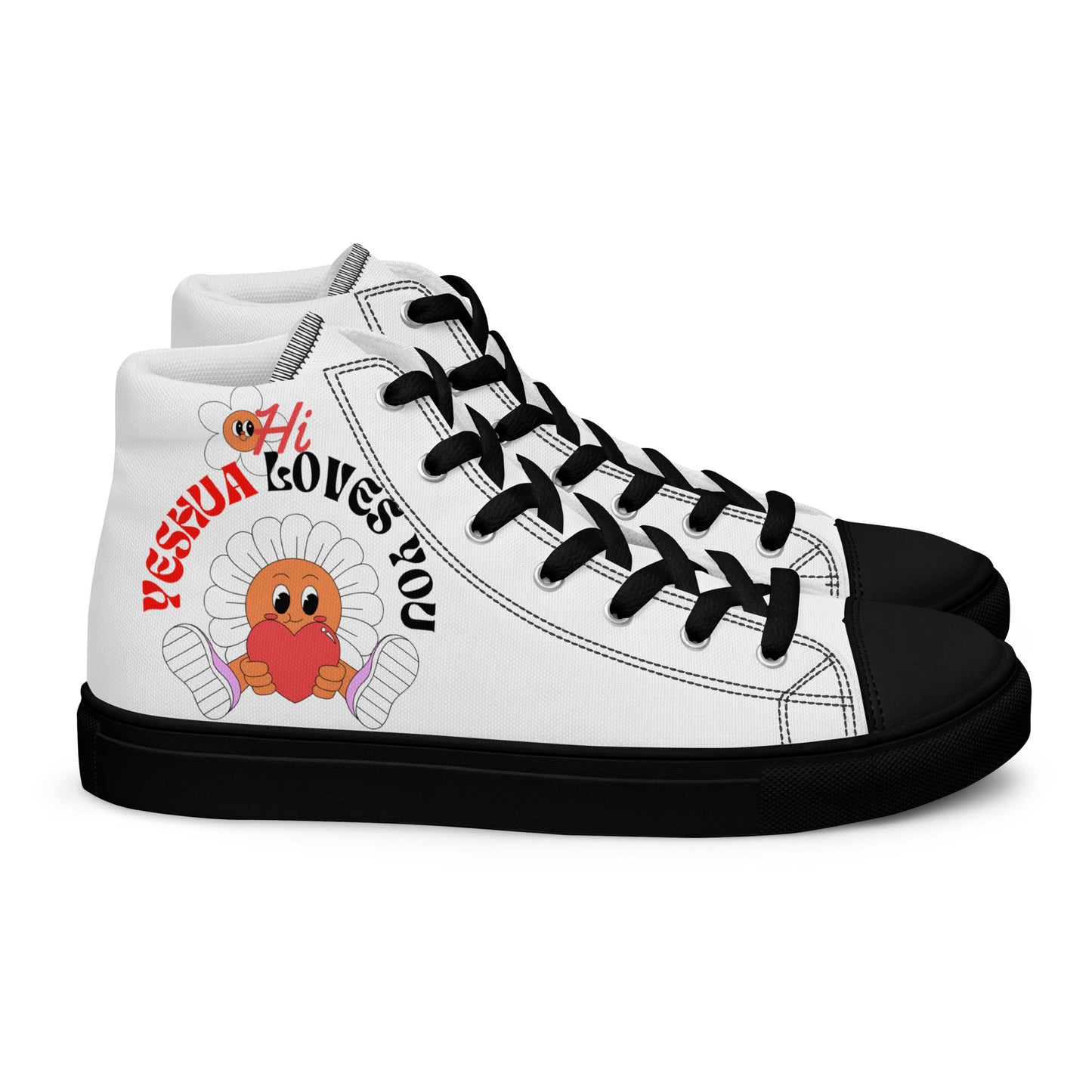 Yeshua Loves You, Men’s high top canvas shoes