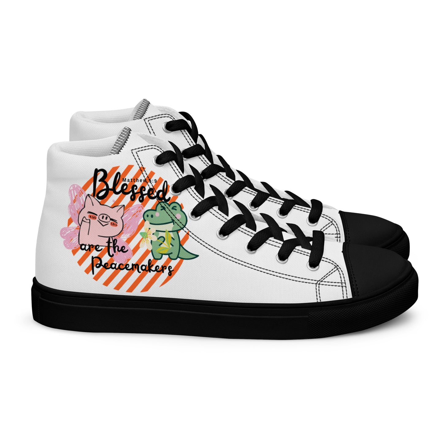 Blessed Are the Peacemakers , Men’s high top canvas shoes