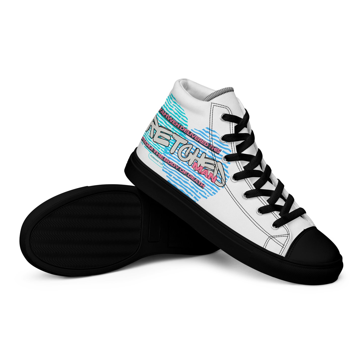 Yahweh Deliver This Wretched Man from the Body of Death – Romans 7:24, Men’s high top canvas shoes