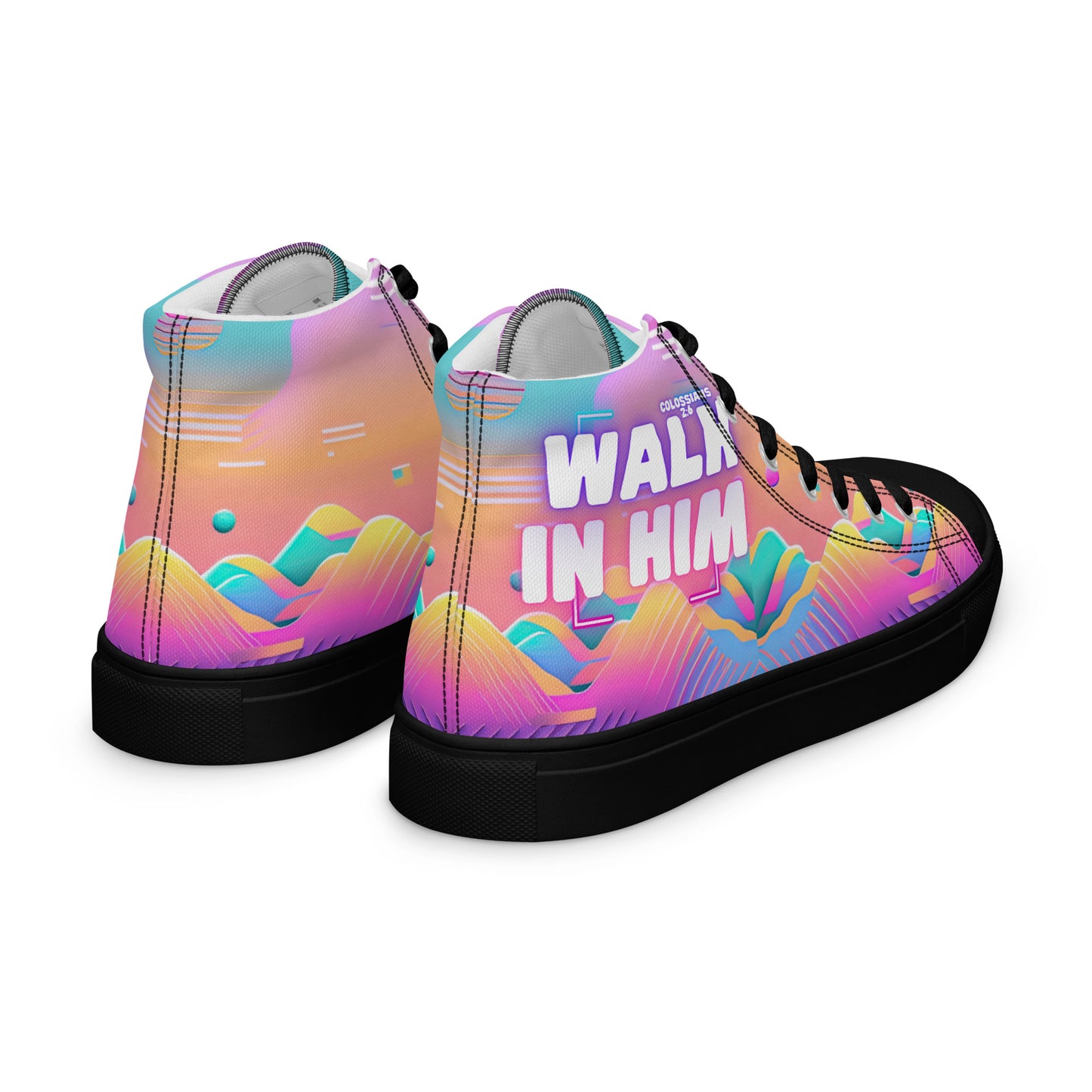 Walk in Him – Colossians 2:6, Men’s high top canvas shoes