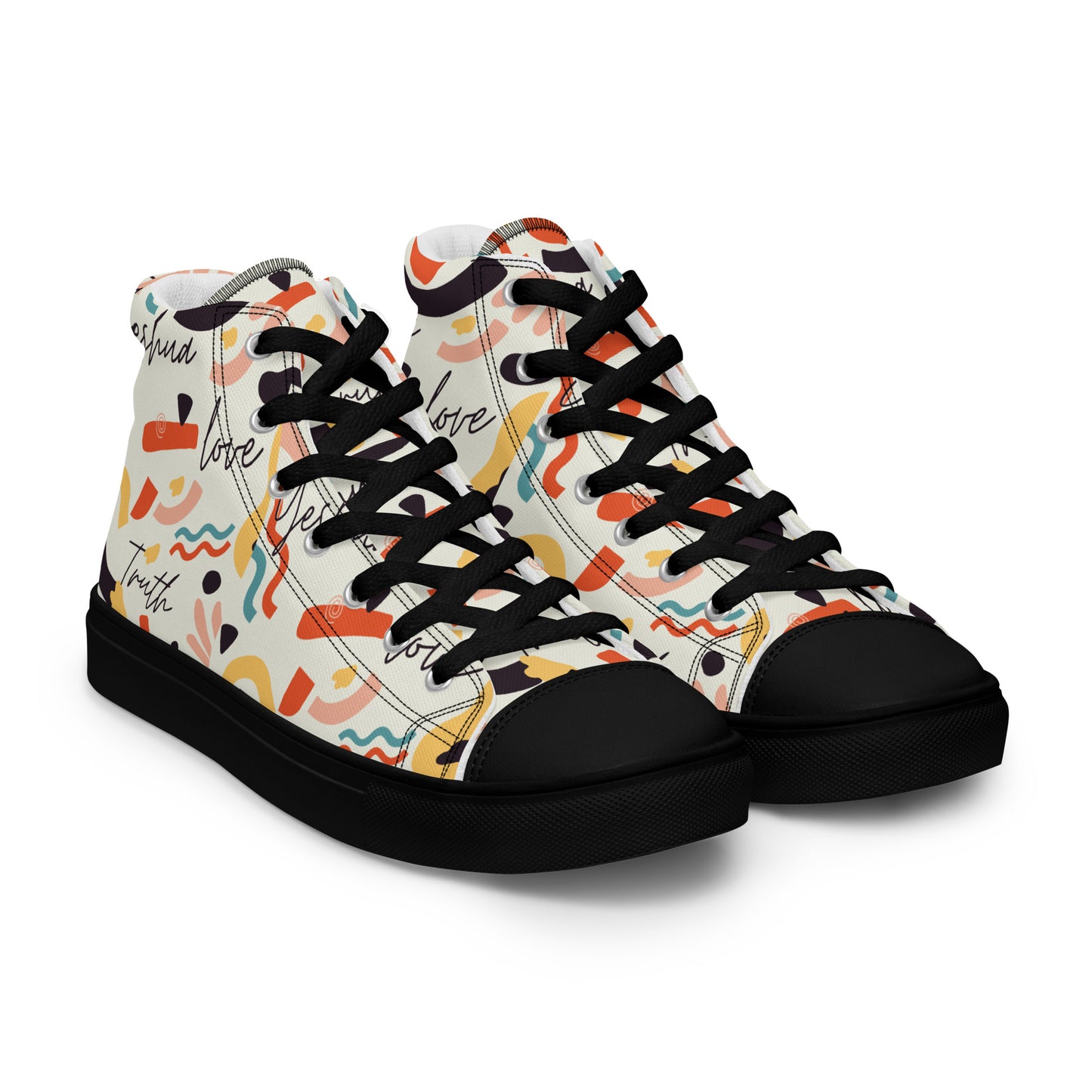 Yeshua, Love, Truth, Men’s high top canvas shoes