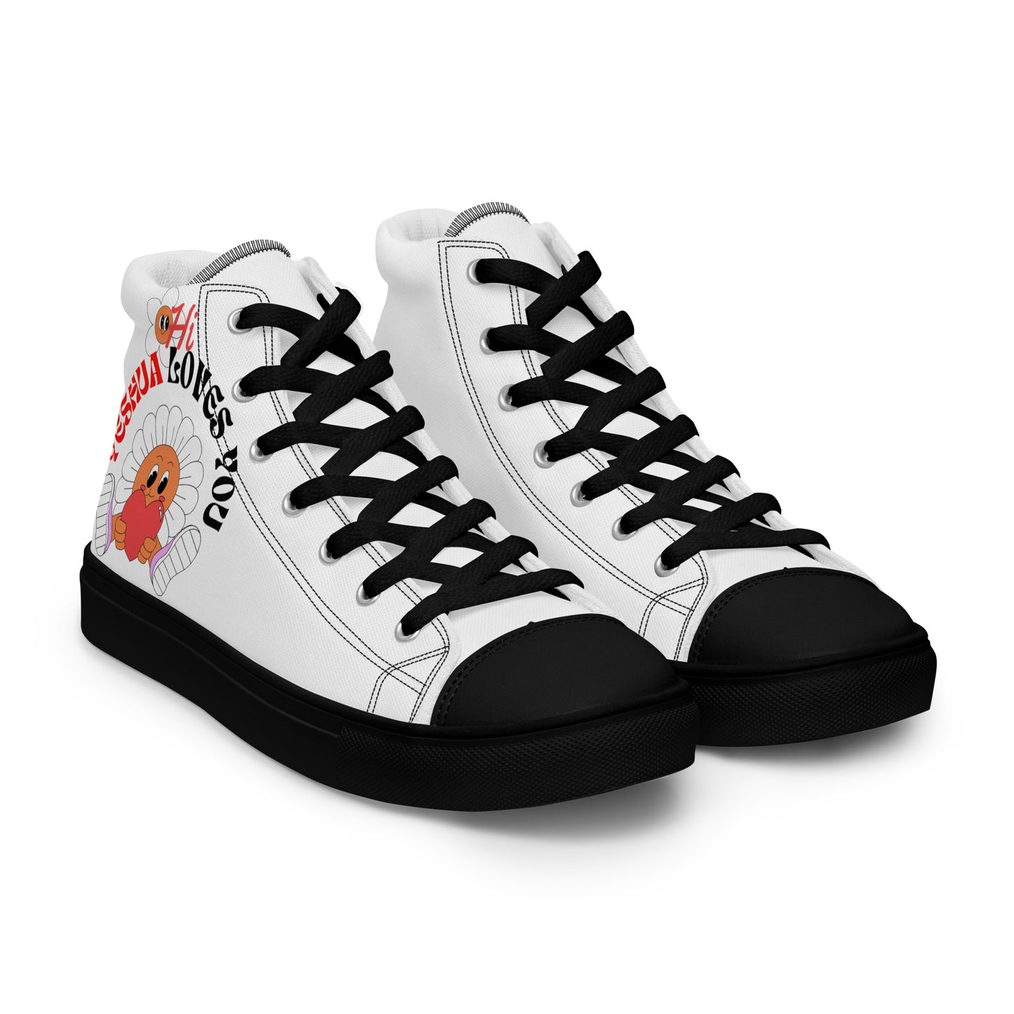 Yeshua Loves You, Men’s high top canvas shoes